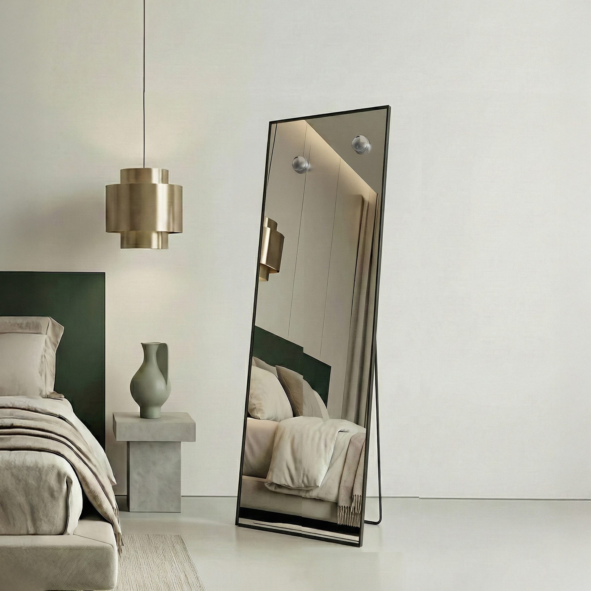 SONGMICS Standspiegel (set), Ganzkörperspiegel, 160 x 50 / 150 x 40 cm, Hartglas, gewölbt