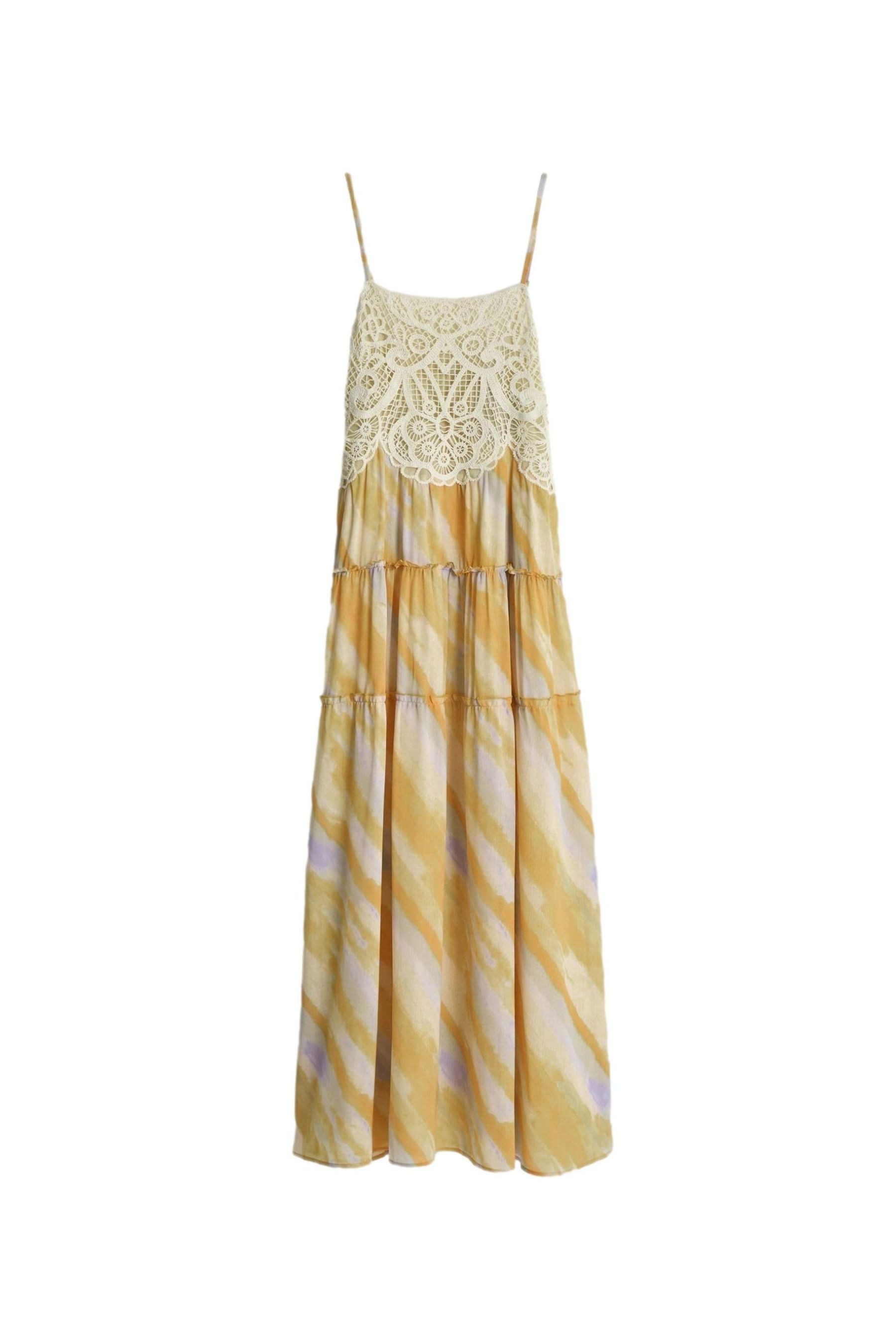 Bhoem Maxikleid Maxikleid Stufenrock und Häkeloberteil Batik (1-tlg)