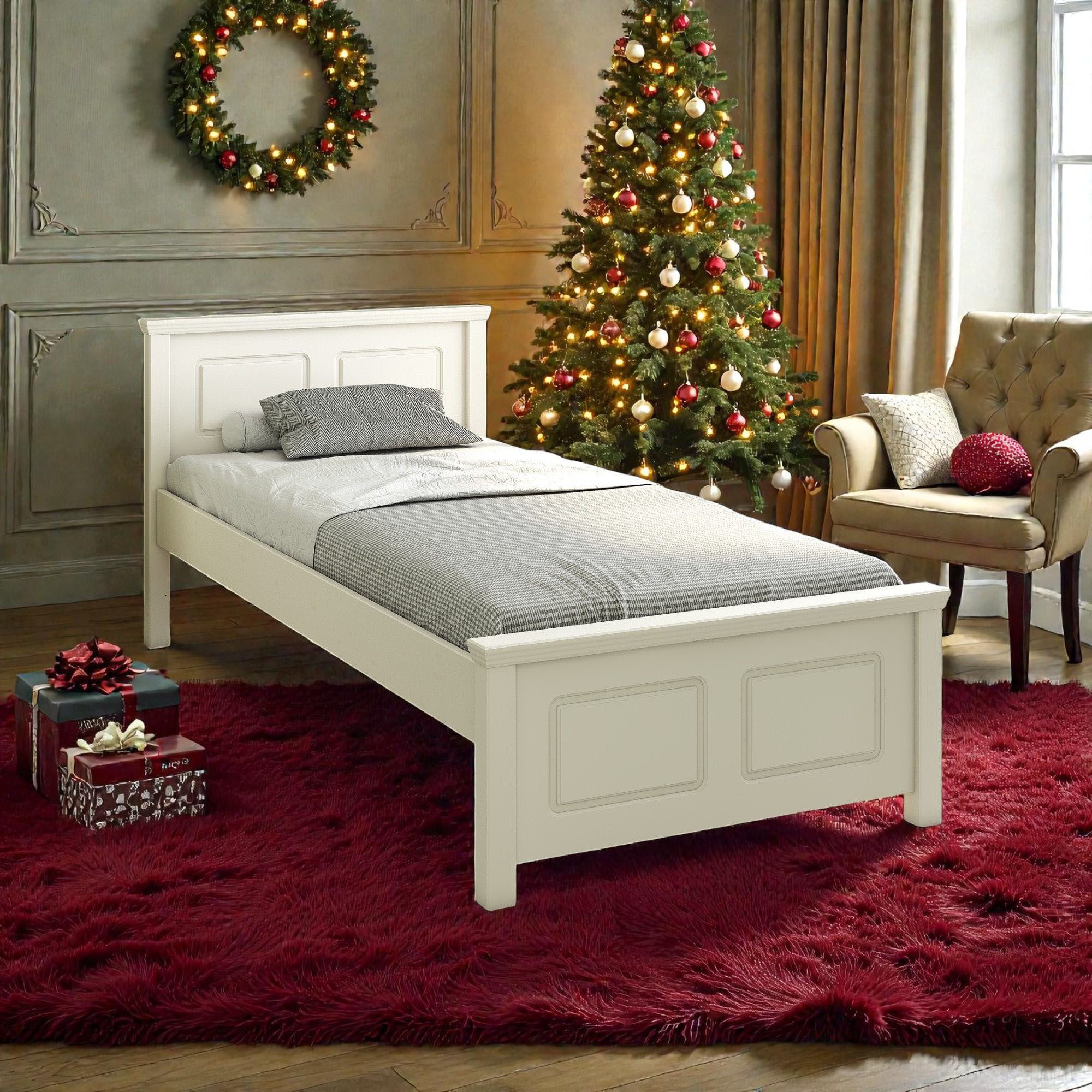 OTTO home Massivholzbett "ERIK", Made in Europe, optional mit Schublade, Massivholz Kiefer (FSC® zertifiziert), in mehreren Größen, Landhausstil mit Kassettenoptik