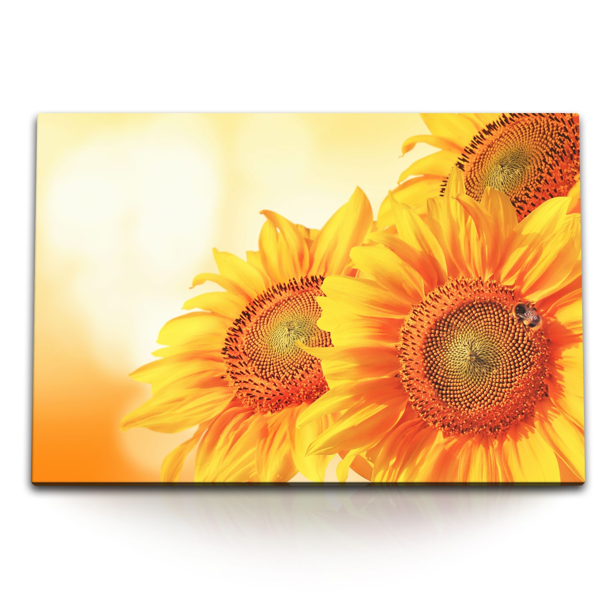 Sinus Art Leinwandbild 120x80cm Wandbild auf Leinwand Sonnenblumen Sonnenschein Gelb Blumen B, (1 St)