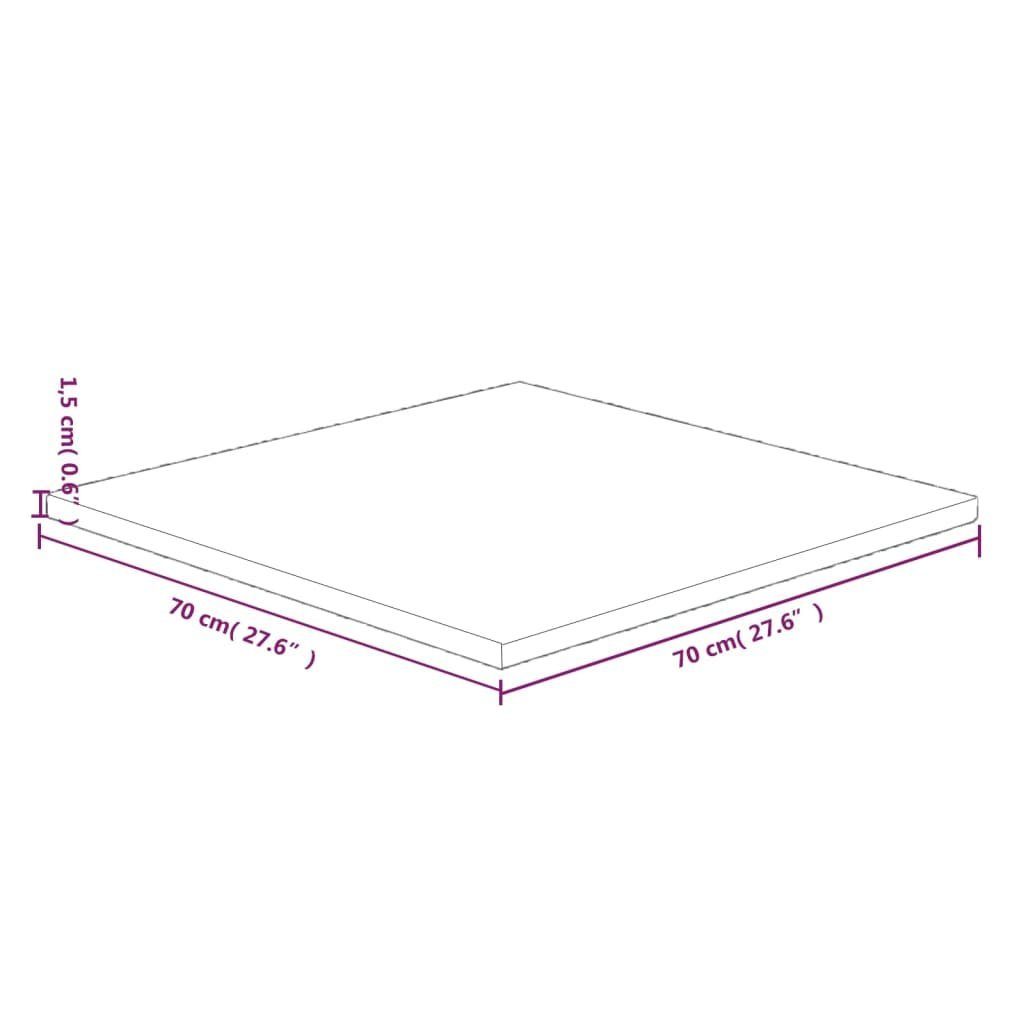 Quadratisch vidaXL Tischplatte Eichenholz cm Tischplatte Unbehandelt 70x70x1,5 St) (1 Natur