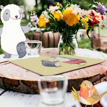 Platzset, Pinguin mit Kind - Gelb Pastell - Geschenk, Tischuntersetzer, Mama, V, Mr. & Mrs. Panda, (1-St), Funktionales Design