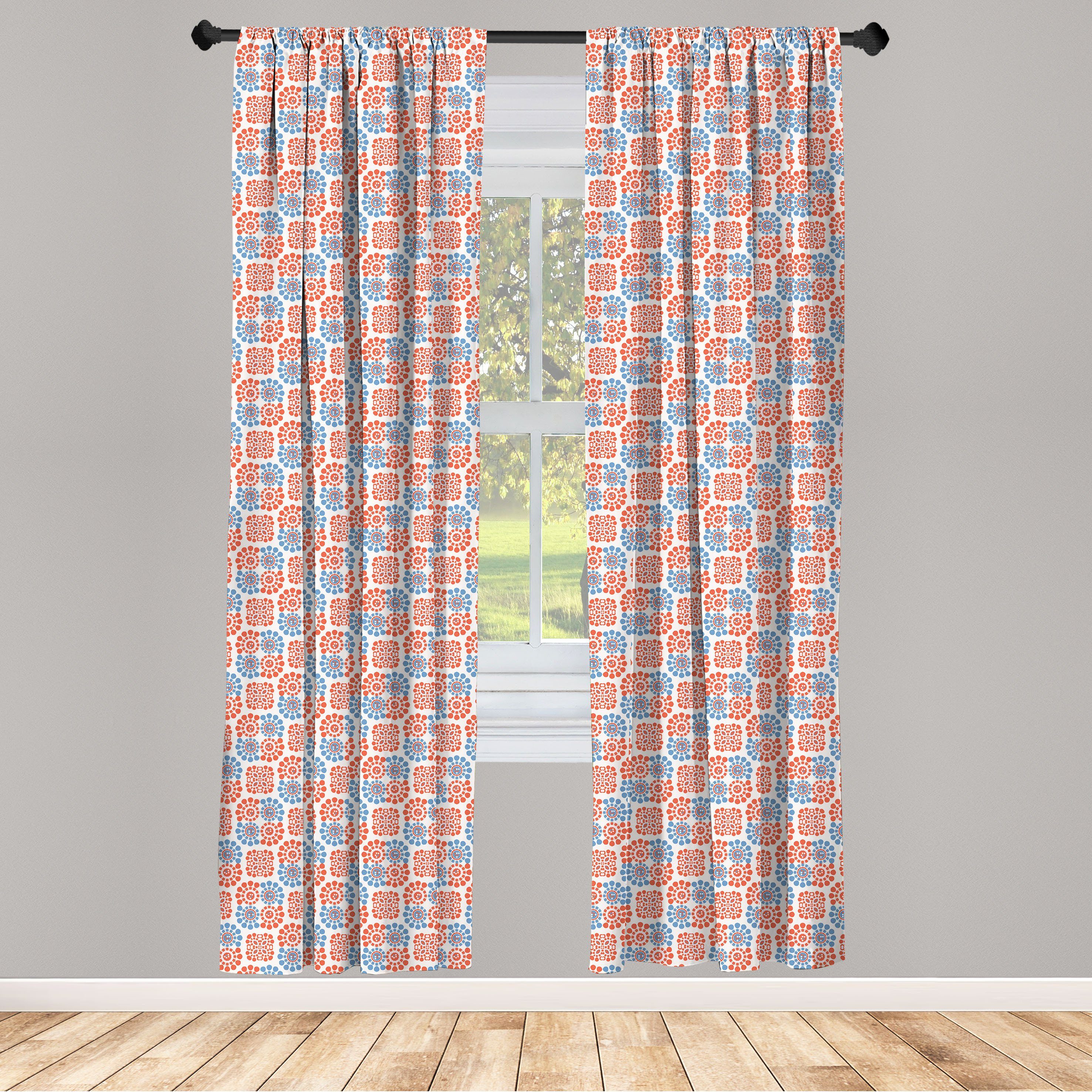 Mode-Design Gardine Vorhang für Wohnzimmer Schlafzimmer Microfaser, Bicolor Zusammenfassung Boho Dekor, Abakuhaus, Runde Motiv
