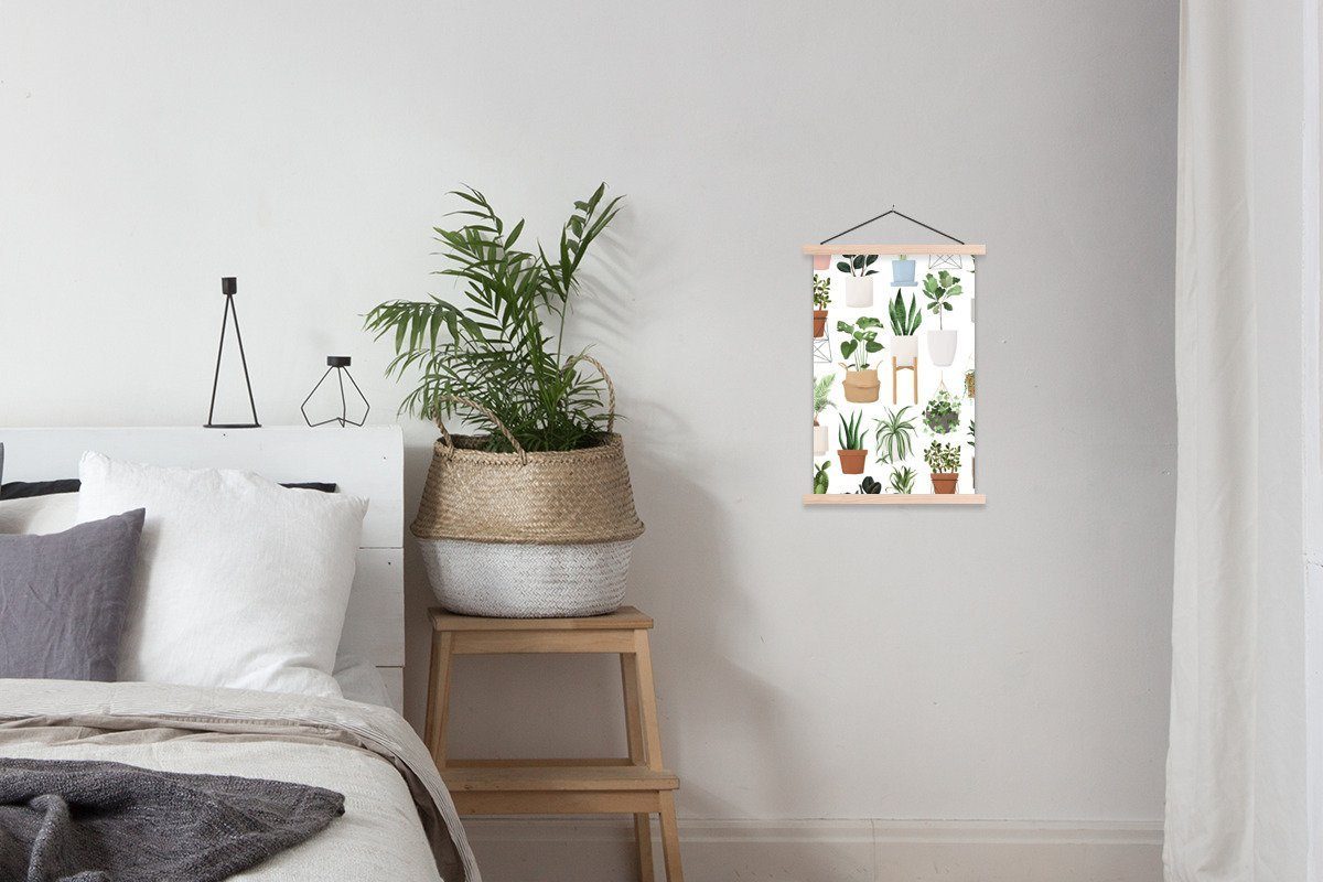 MuchoWow Pflanzen Magnetisch Blumentopf Wohnzimmer, Bilderleiste, Poster (1 - für Textilposter St), Weiß, Posterleiste, -