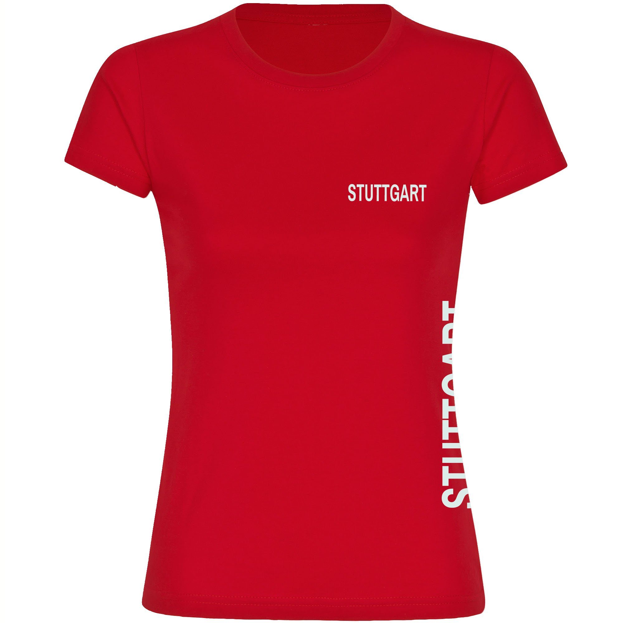 multifanshop T-Shirt Damen Stuttgart - Brust & Seite - Frauen