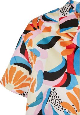 URBAN CLASSICS Klassische Bluse Urban Classics Damen Ladies AOP Satin Resort Shirt