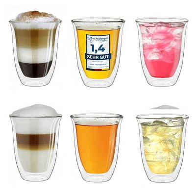 Creano Teeglas Creano doppelwandige Gläser 400ml „DG-V“, 6er Set, Thermoglas doppelwa, Borosilikatglas, 6 Gläser