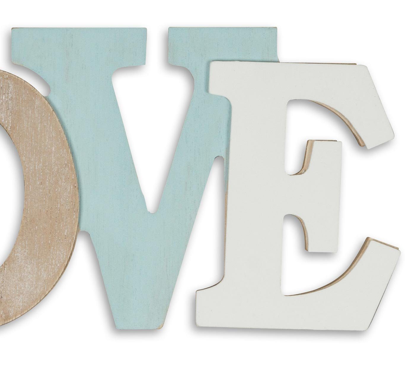 3D Deko-Schriftzug, Holz 30x13cm zum Blau Weiß Levandeo® Love Natur Buchstaben Schriftzug