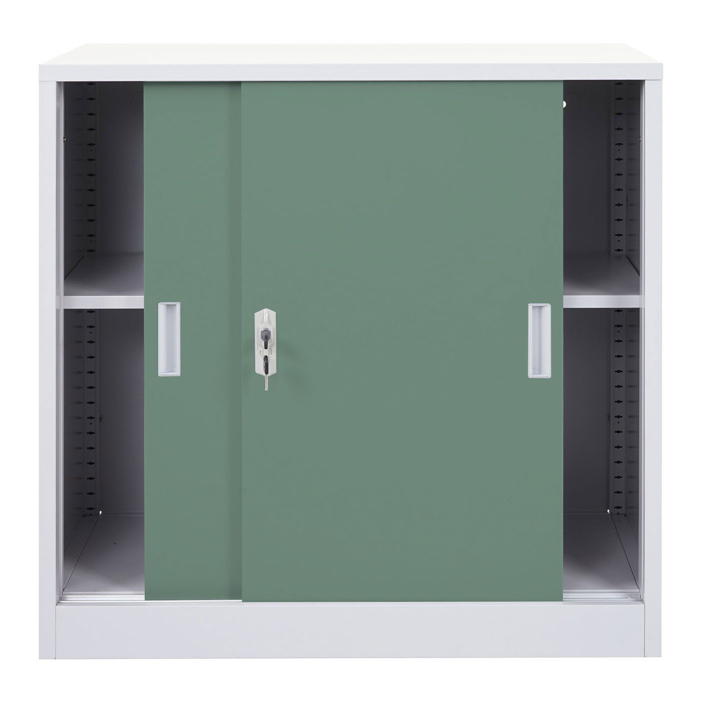 MCW-F41 grün 1 Regalboden 2 Schlüssel MCW Schiebetüren, Aktenschrank inklusive, Metallschrank, 2
