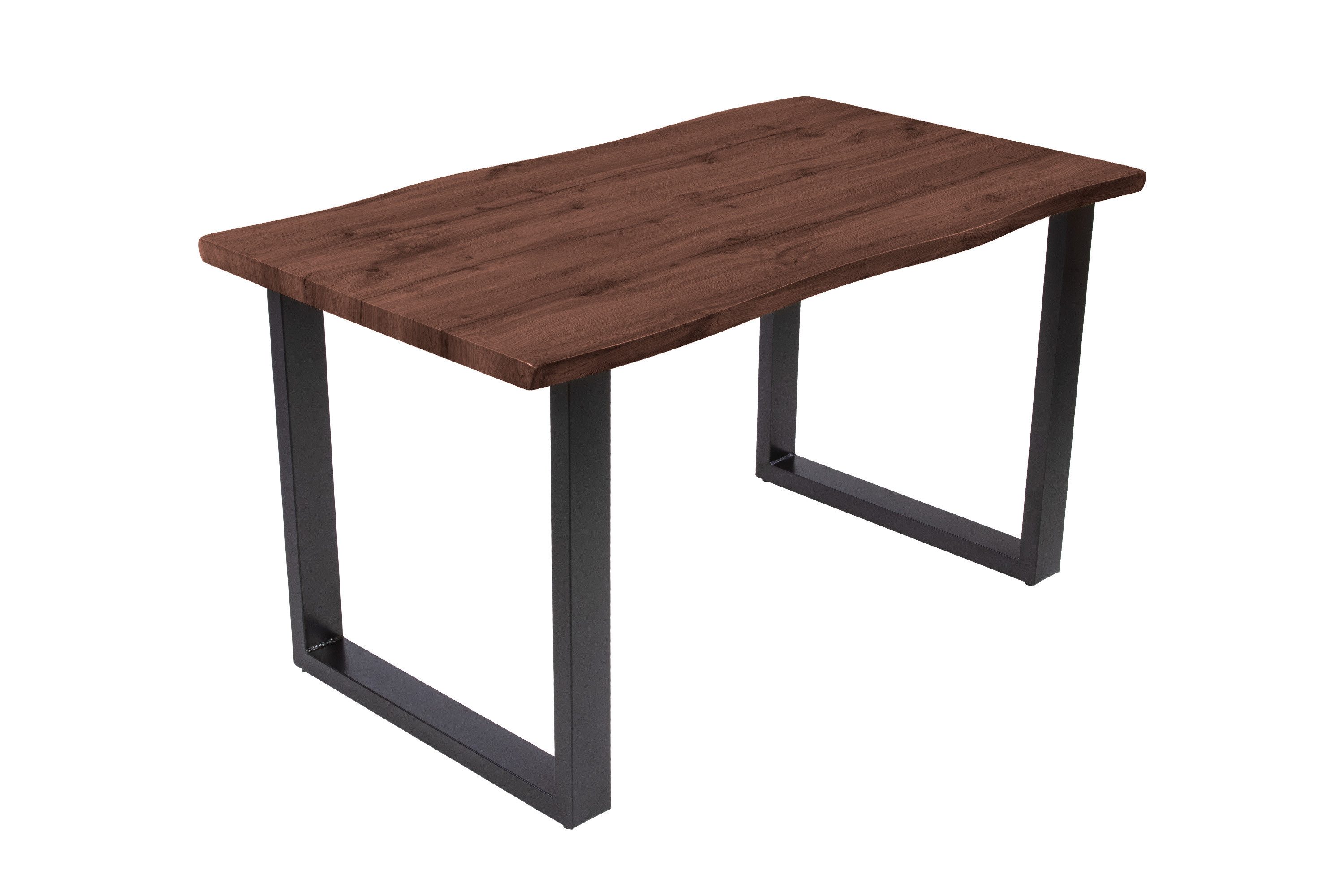 Loreno® Esstisch Nussbaumholz, Baumkante, MDF-Platte, Metallgestell, günstig online kaufen