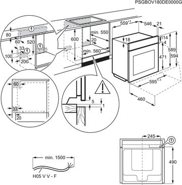 AEG Einbaubackofen 6000 BPE55526BM 944188761, mit 1-fach-Teleskopauszug, Pyrolyse-Selbstreinigung