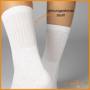 sockenkauf24 Tennissocken 10, 20, 30 Paar Sportsocken Arbeitssocken Herren & Damen (Weiß, 10-Paar, 35-38) Socken Baumwolle 10100