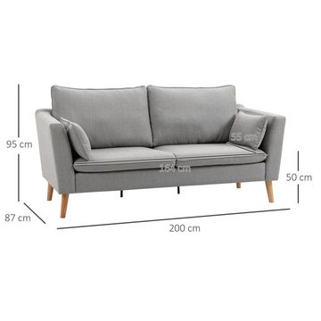 HOMCOM 2-Sitzer Sofa Polstersofa Doppelsofa Zweisitzer mit Leinenoptik