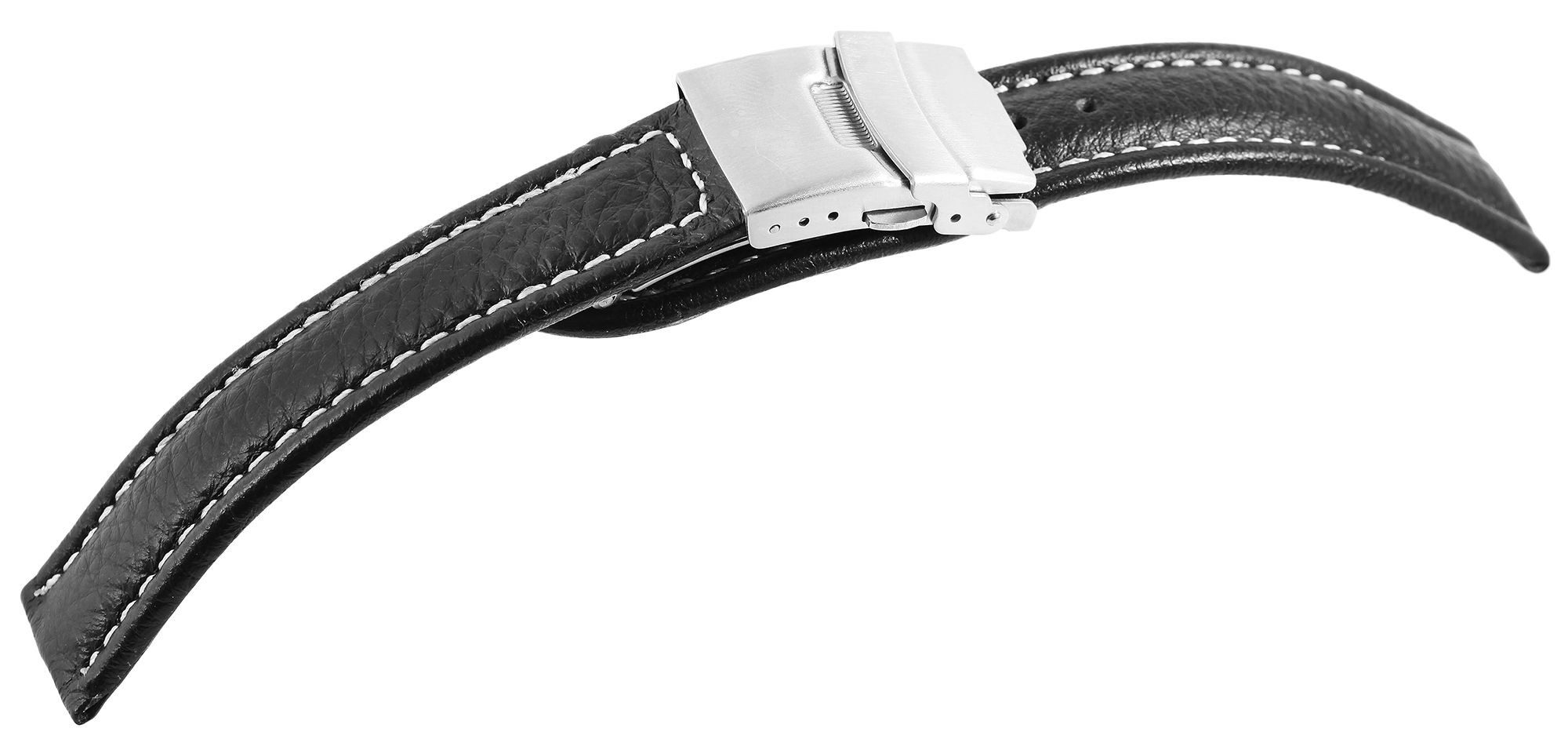 STEINMEISTER Uhrenarmband 8000377 Echtleder-Uhrenarmband, schwarz, Faltschließe, 16 mm / 18