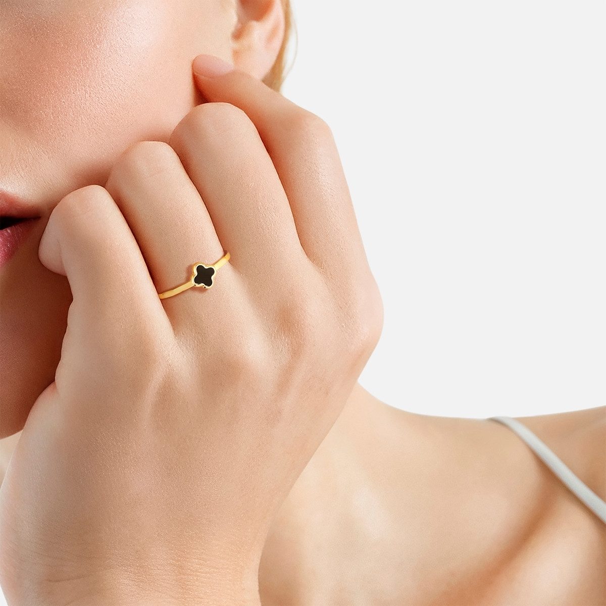 Glanzstücke München Fingerring Kleeblatt gelbgold günstig online kaufen