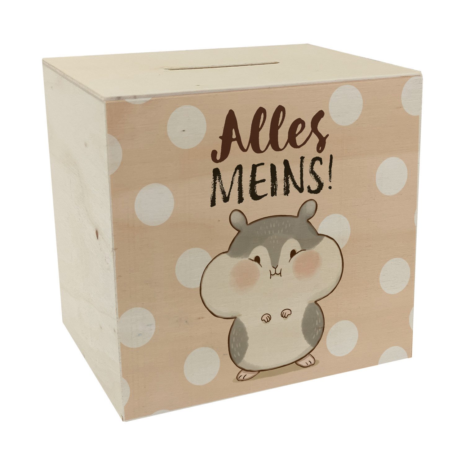 Spardose Hamster Spardose aus Holz mit Spruch Alles meins