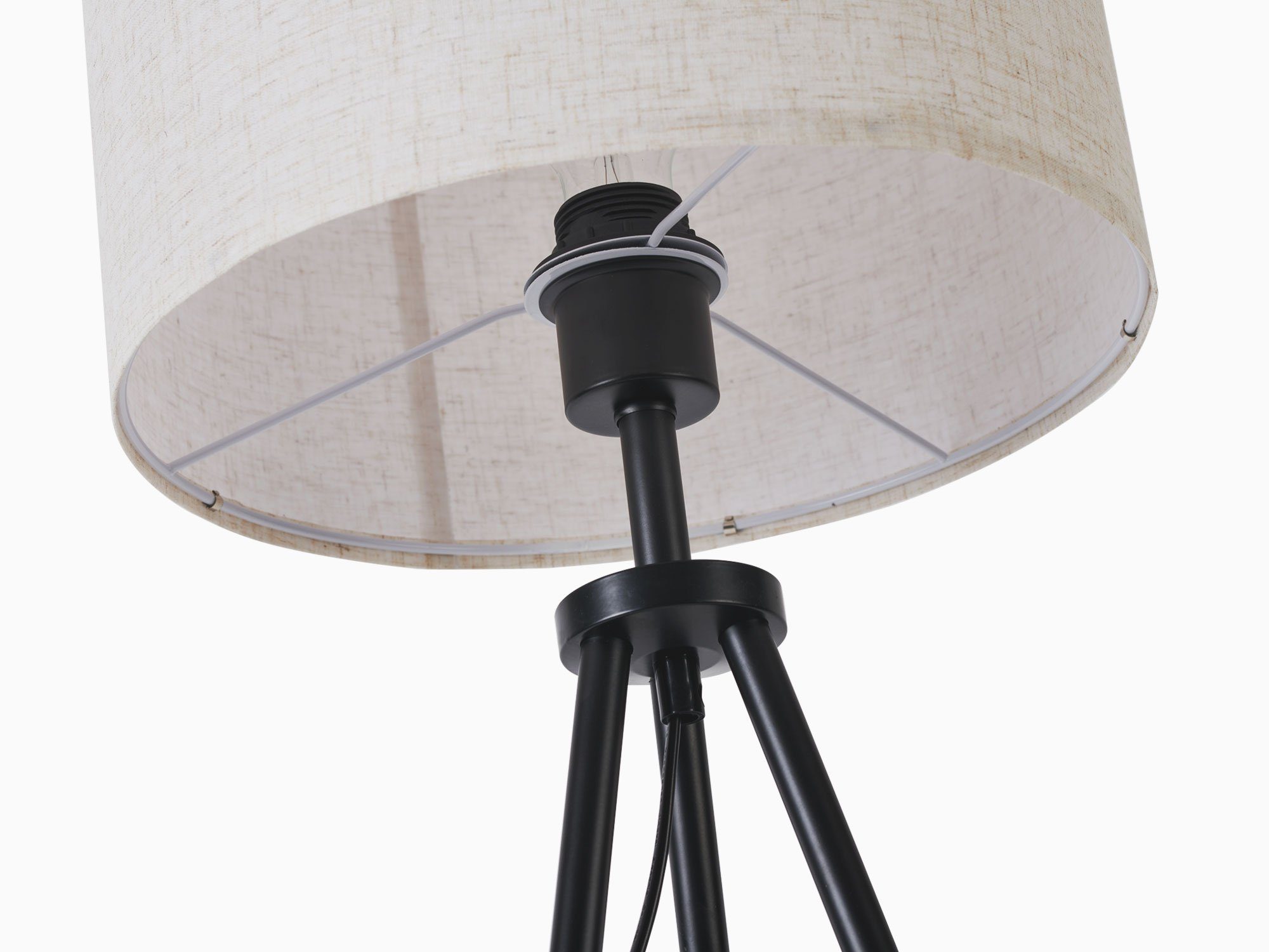 Daskoo LED Stehlampe Tripod Standleuchte Warmweiß, LED inklusive wechselbar, Standleuchte Leselampe, H156cm/Ø30cm, 3000K, Schwarz Leuchtmittel