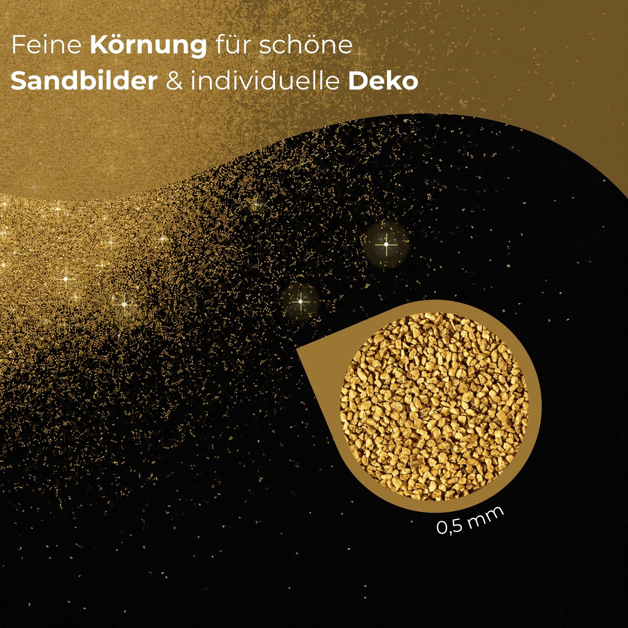 matches21 HOME & HOBBY Dekosand Deko-Sand gold 10 kg für Vasen, Gläser & Streudeko (1-St), Bunter Farbsand als feiner Deko- & Bastelsand