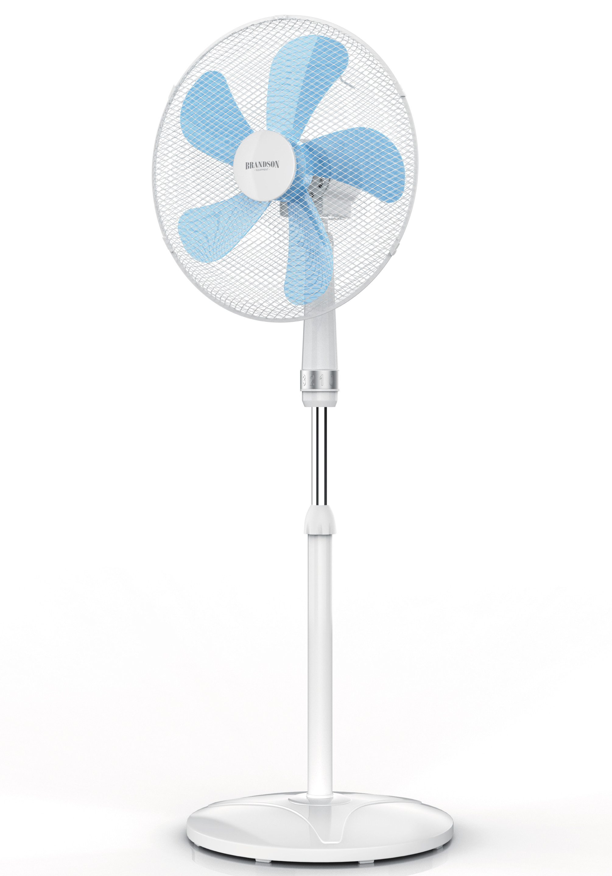 Brandson Standventilator mit Oszillation, Standlüfter mit 105 – 127 cm Höhe, Ventilator, 42 cm Durchmesser, Preisträger 2025, mobiler Lüfter, 3 Geschwindigkeitsstufen, GS-Geprüft