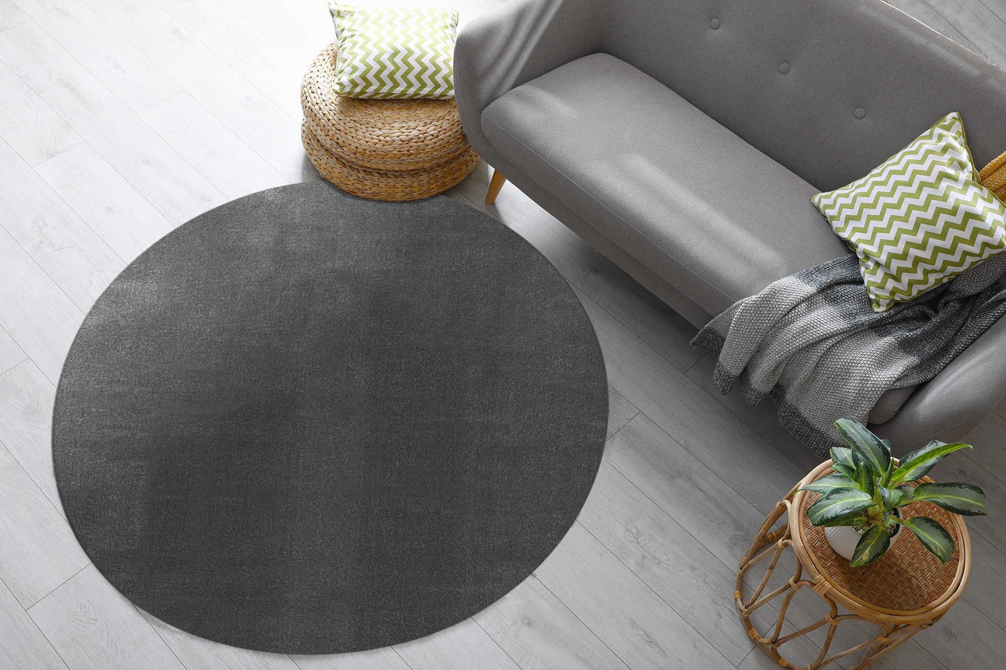 the carpet Teppich kuschelig & Super Soft, Anti-Rutsch Unterseite, rund, Höhe: 16 mm, Waschbar bis 30 Grad, Felloptik, Wohnzimmer Teppich, Kundenliebling