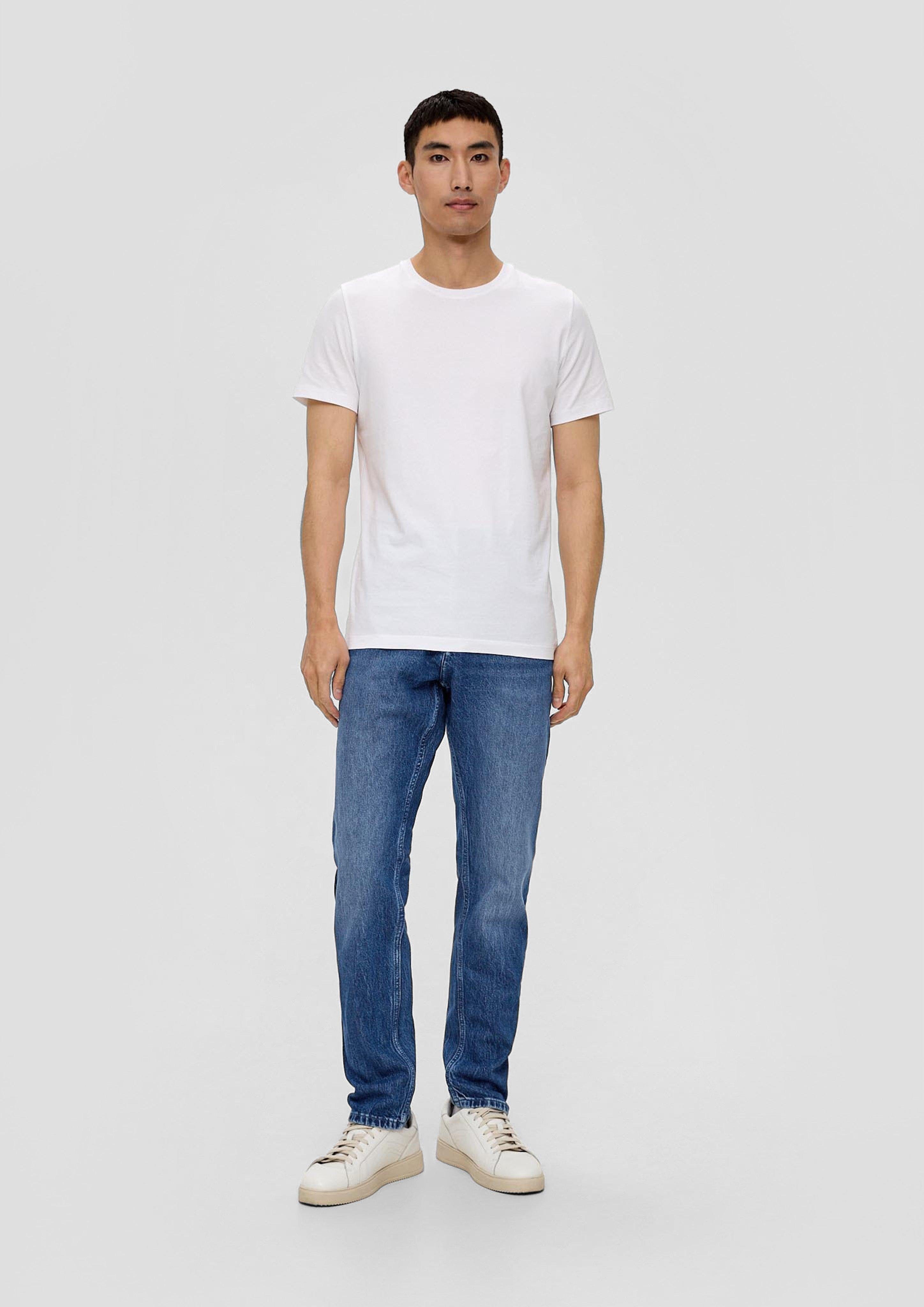 s.Oliver Stoffhose Jeans Mauro / Regular Fit / High Rise / Tapered Leg Label-Patch, Waschung