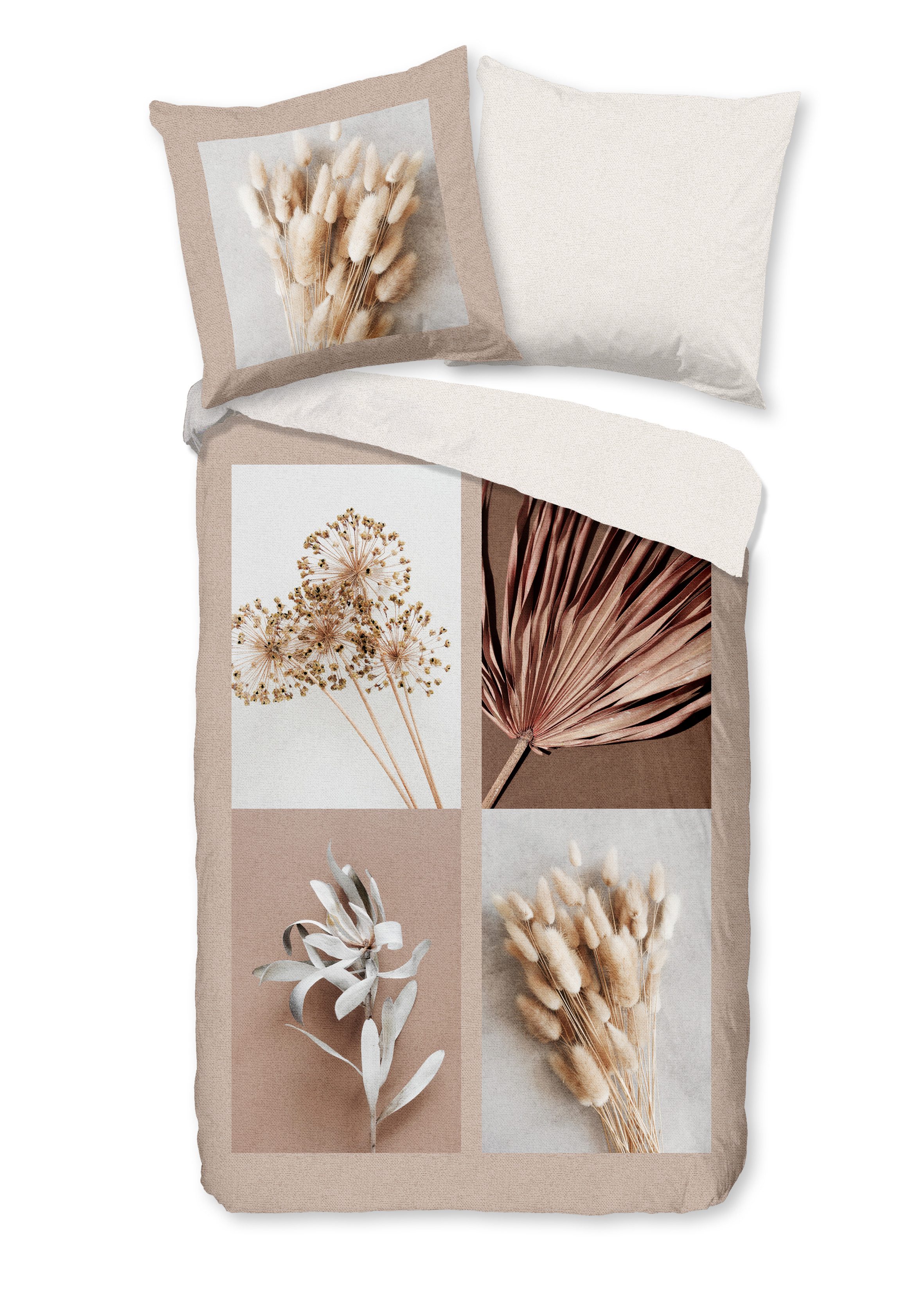 Bettwäsche Renforcé Bettwäsche 200 X 200 cm + 2- 80 X 80 cm Kami natur dry flower