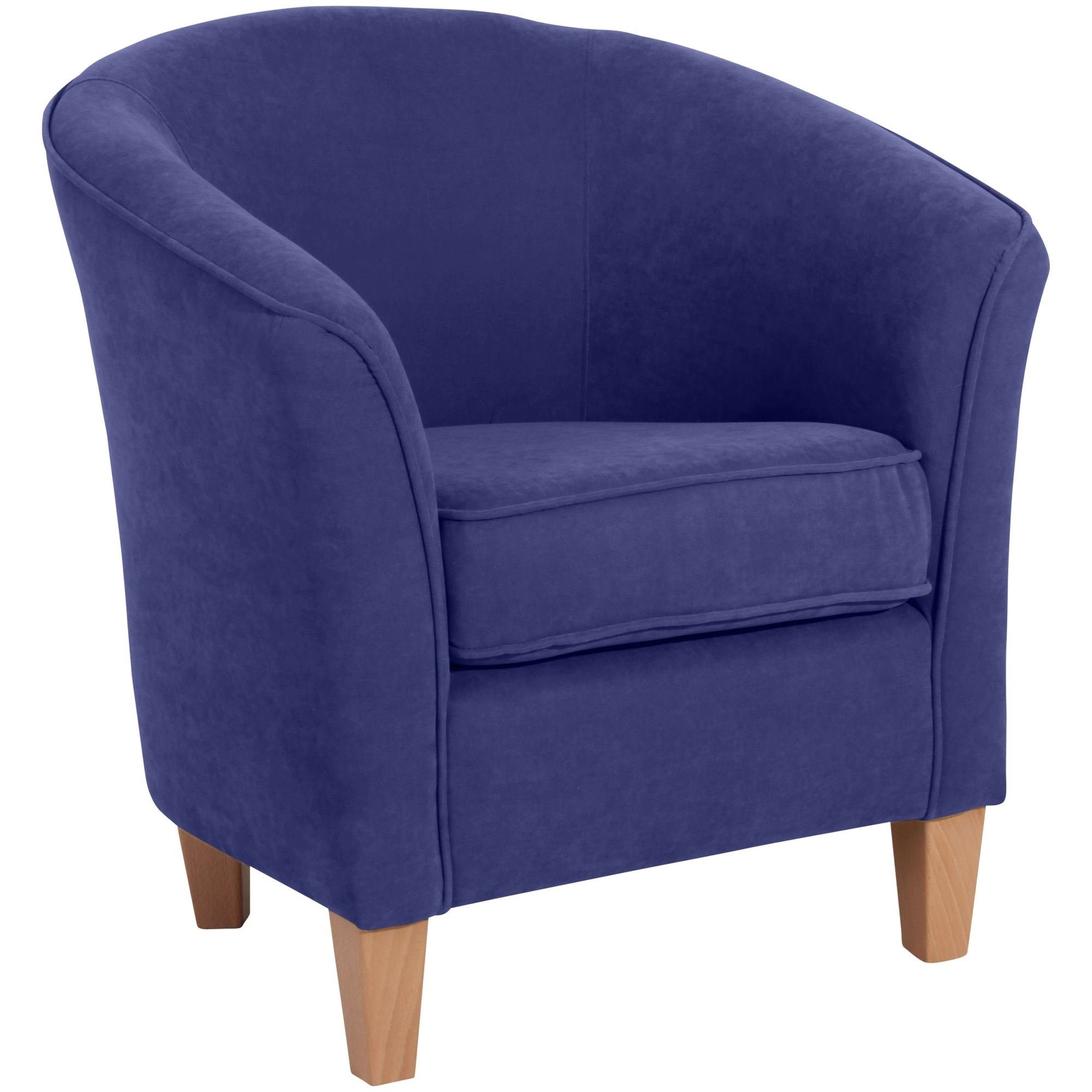 58 aufm Kessel Sessel Sessel Karine Bezug Veloursstoff Buche natur / blau 21988 (Sparpreis inkl. Kostenlosem Versand, 1-St), hochwertig verarbeitet,bequemer Sitz