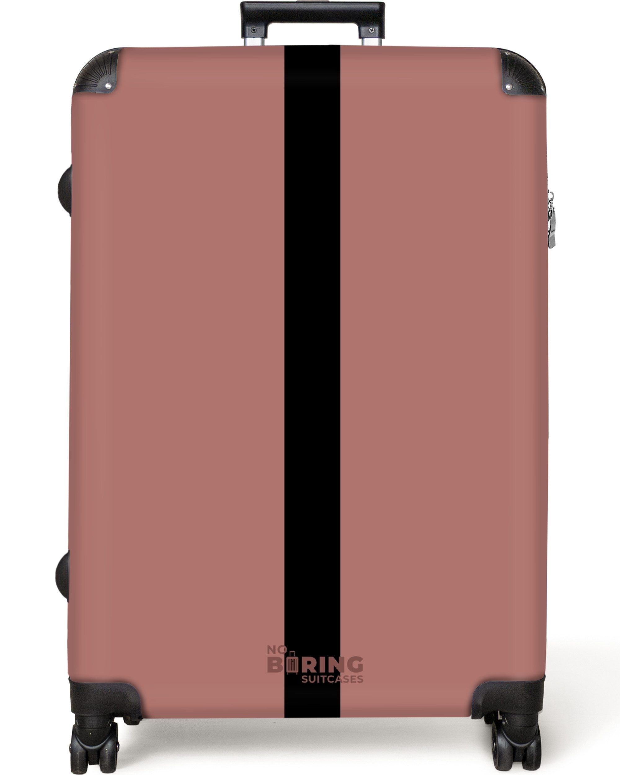 NoBoringSuitcases.com© Hartschalen-Trolley Rosa mit schwarzem Streifen günstig online kaufen