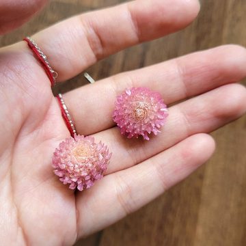 GOLDEN Paar Ohrhänger Echte Klee Blüten Ohrhänger, 14k vergoldet, mit echter Blume in Harz