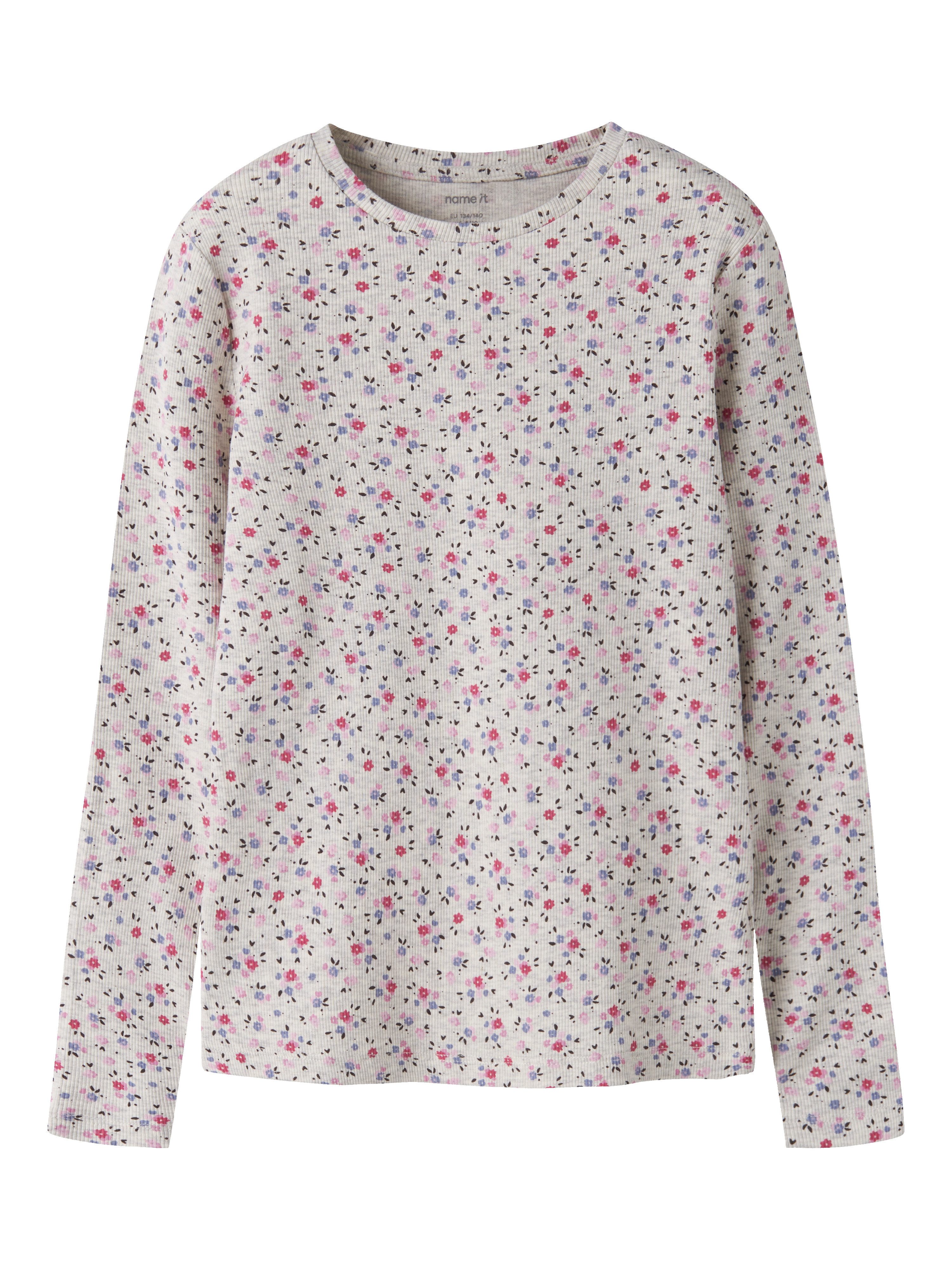 Name It Langarmshirt NKFNICOLE LS SLIM TOP PB Baumwollmischung, slim fit