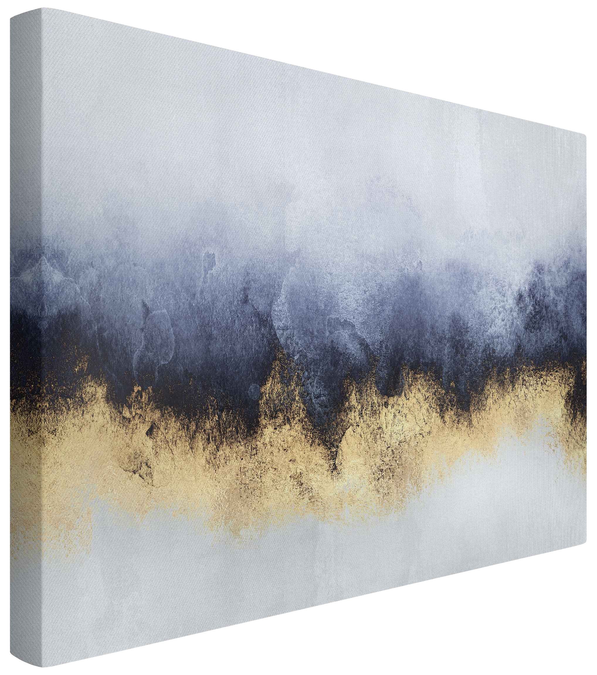 Bilderdepot24 Leinwandbild Akustikbild Abstrakt Modern Wolkenhimmel gold Akustik Bilder, (Wandbild im Leinwandstil mit 4 cm Keilrahmen für bessere Raumakustik), Aquarell reduziert Nachhall & Echos in Wohnzimmer Schlafzimmer Küche