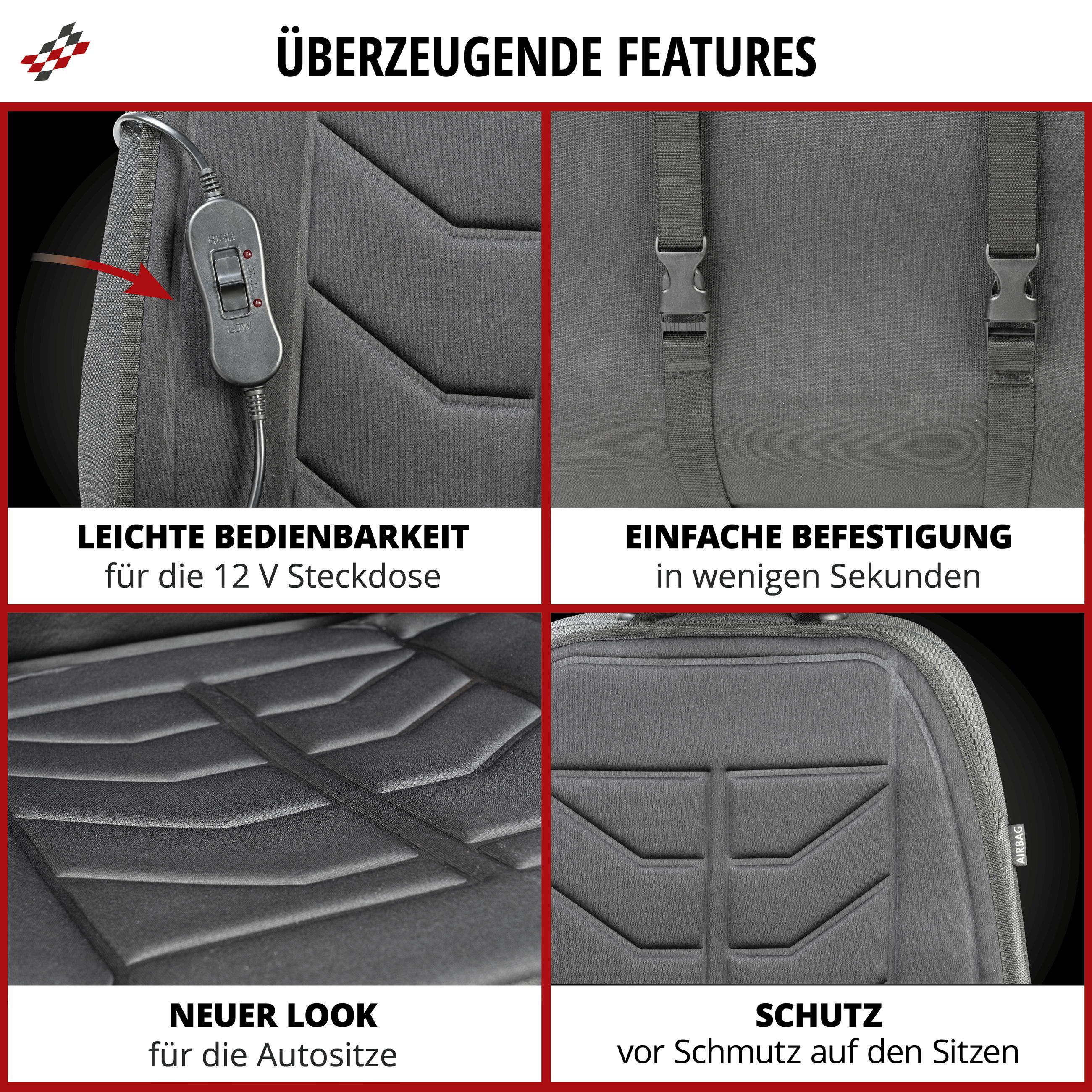 CarComfort Car Seat Cover Heated Seat Cover Calor, 1 piece, 1-piece.