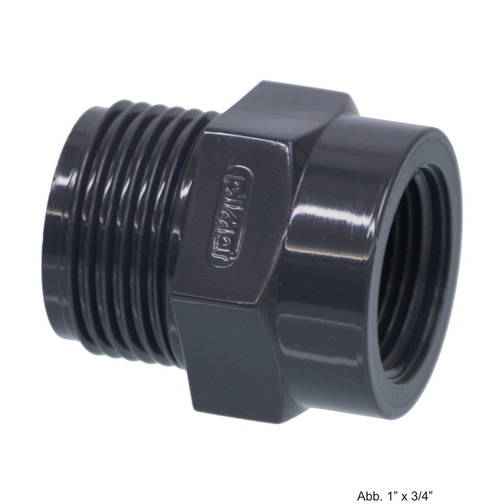 bevo Wasserrohr PVC-U Reduzierstück, AG x IG, 10 bar, 1" x 1/2"