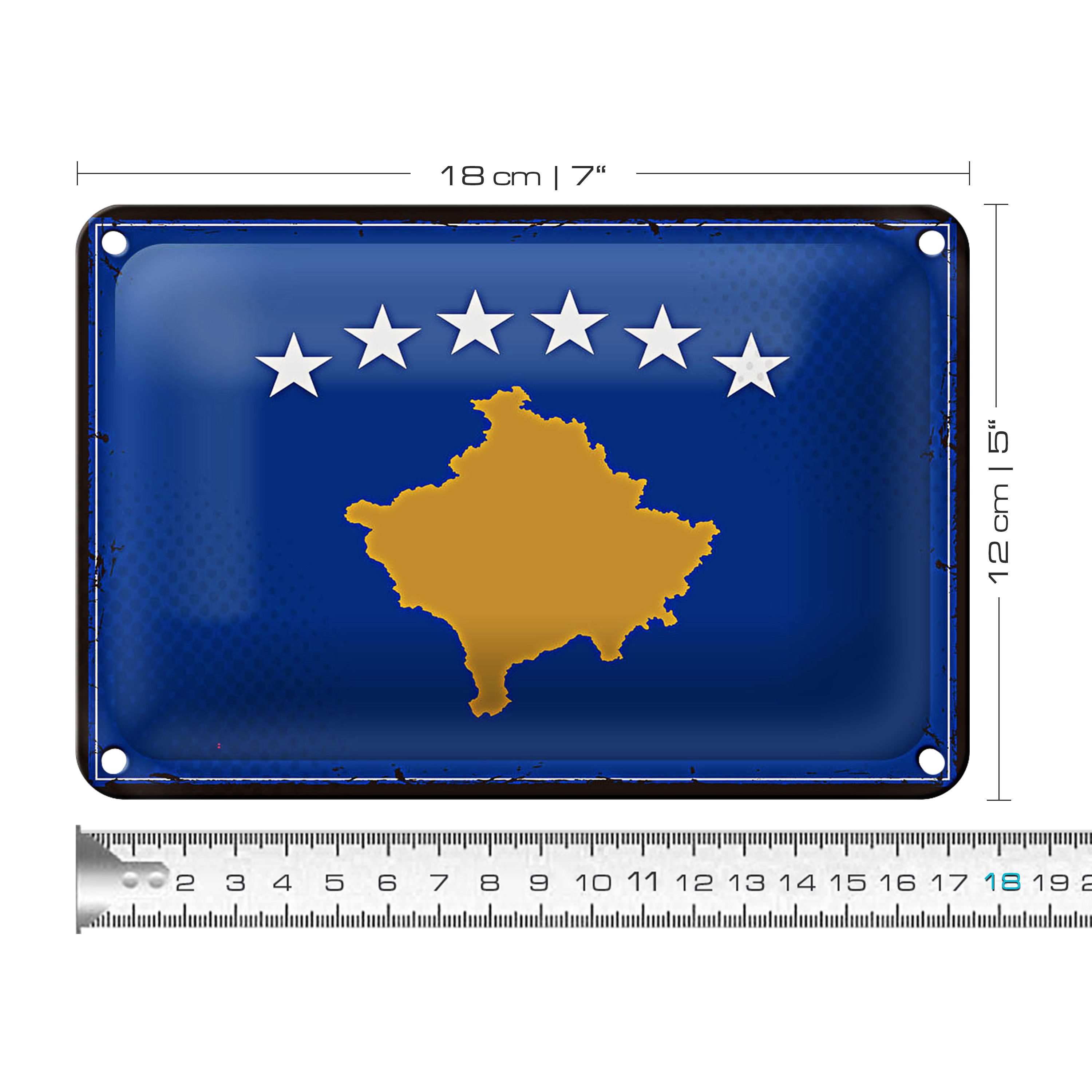 Roomando Metallschild Flagge Kosovo 18x12cm Retro Flag of Kosovo