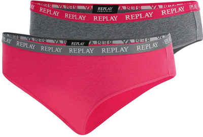 Replay Bikinislip LADY SLIP Style 1 T/C 2pcs waterfall pack (Packung, 2er-Pack) mit Logoschriftzug