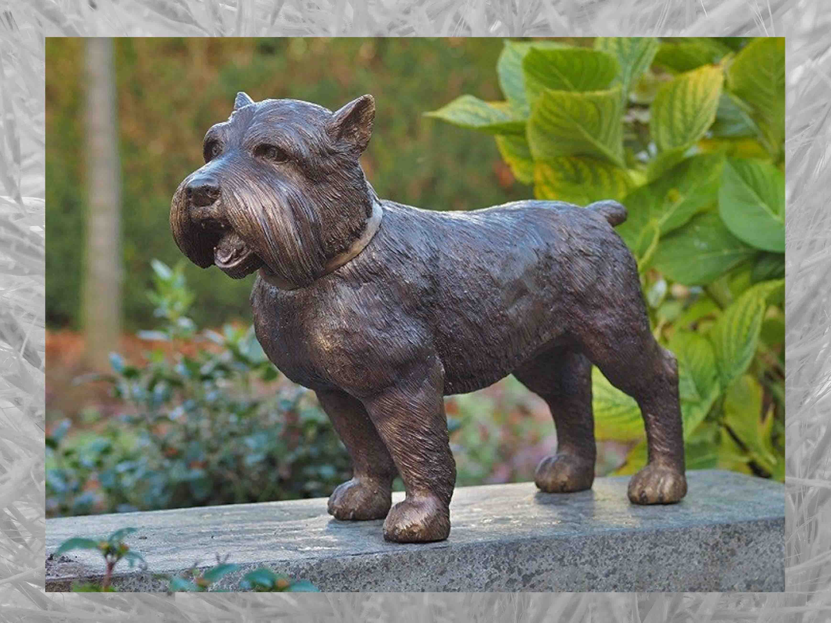 Yorkshire IDYL Bronze IDYL Gartenfigur Bronze-Skulptur Hund,
