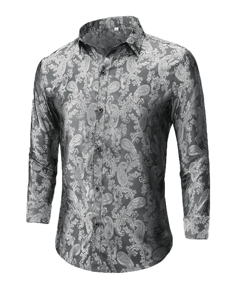 Allthemen Langarmhemd Herren Paisley Freizeithemd mit floralem Muster dünne günstig online kaufen