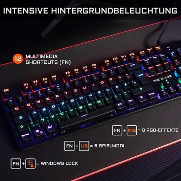 THE G-LAB Carbon RGB Gaming Mechanische Tastatur- und Maus-Set, mit LED-Hintergrundbeleuchtung, Blaue Schalter, Deutsch QWERTZ