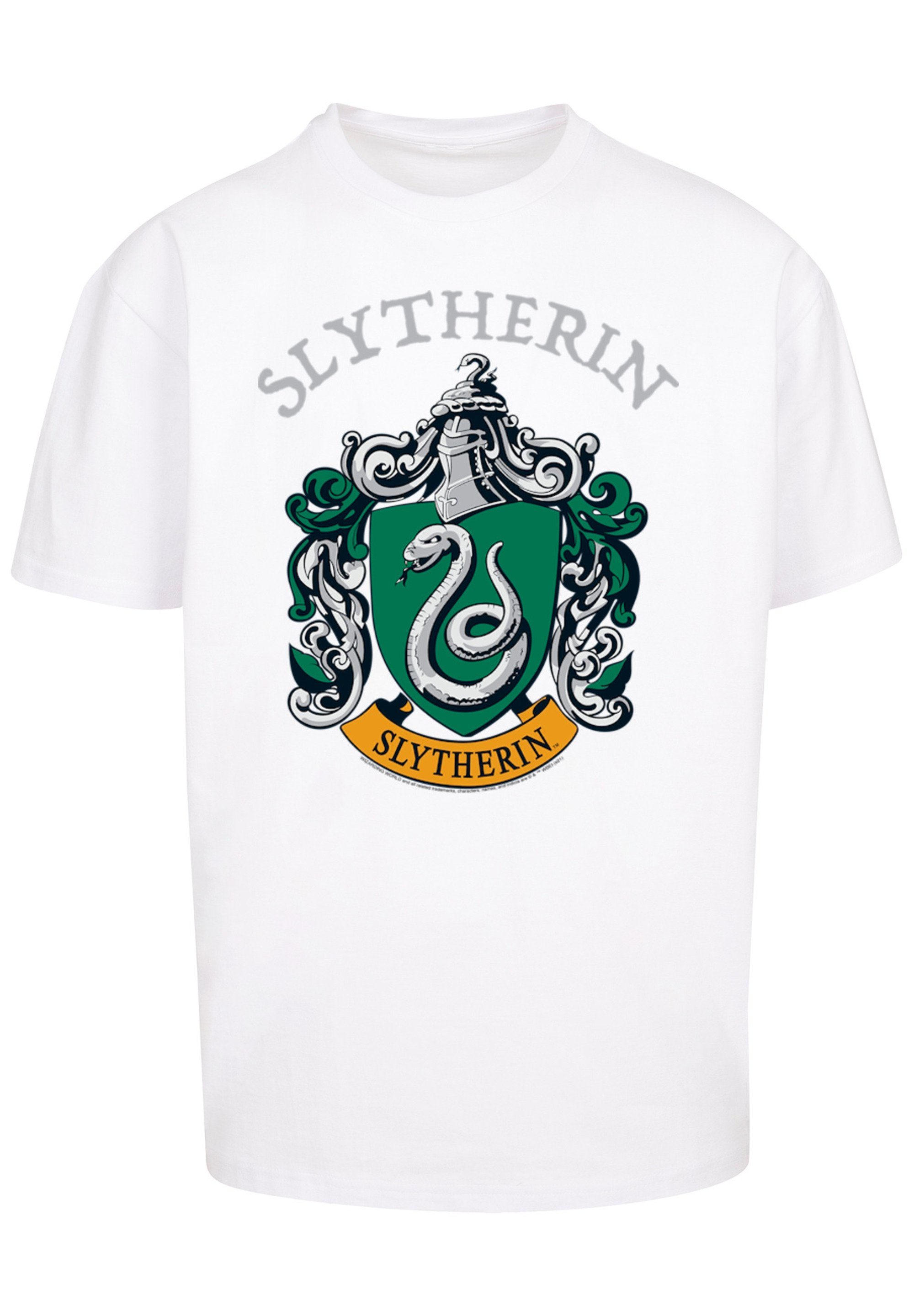 Kurzarmshirt Slytherin white (1-tlg) Oversize Crest Tee Heavy Harry Herren F4NT4STIC Potter with