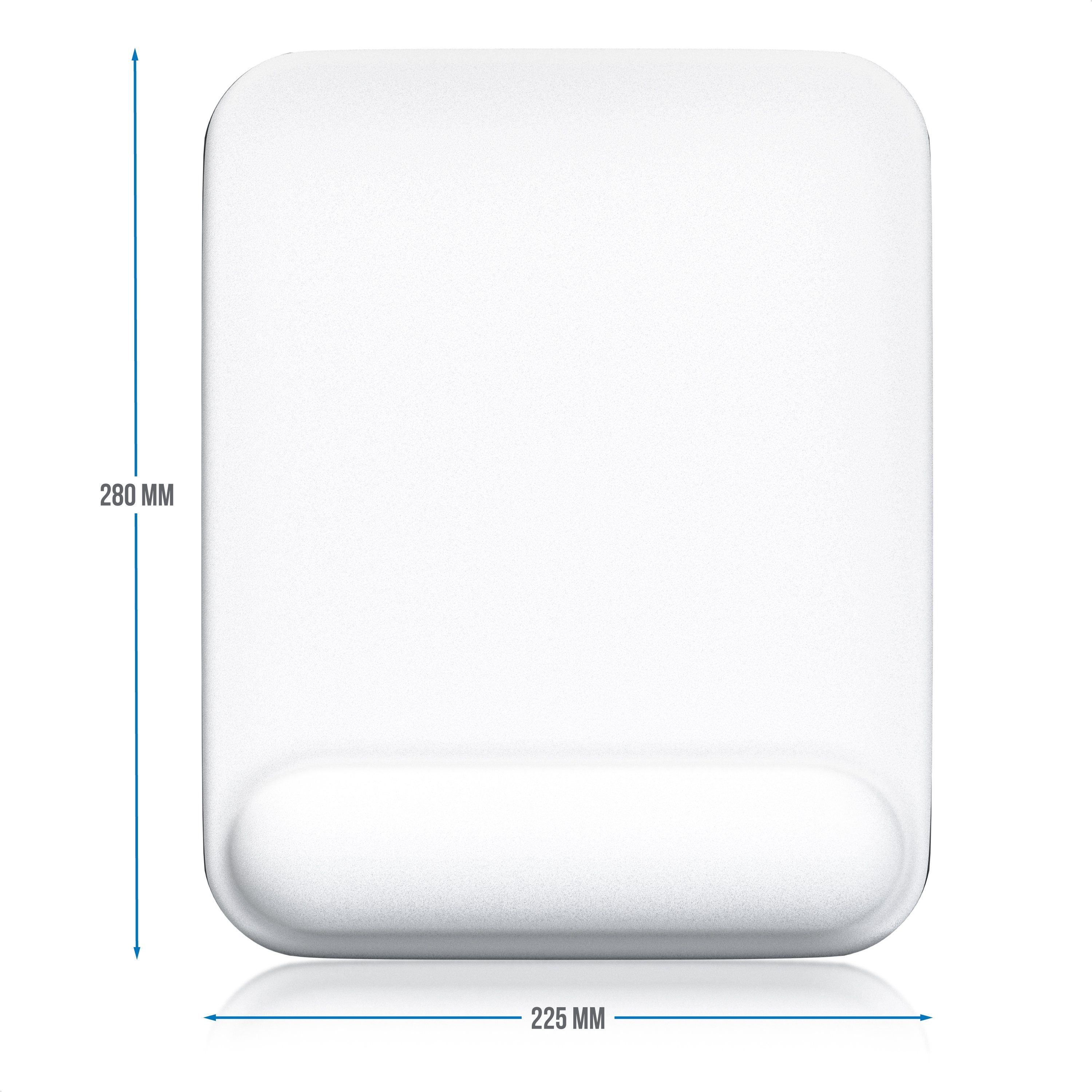 CSL Gaming Mauspad Office Gel Mousepad mit Handgelenkpolster 225 x 280 x 20 mm, Handballenauflage, Gelpolster ergonomisch, abwaschbar, weiß