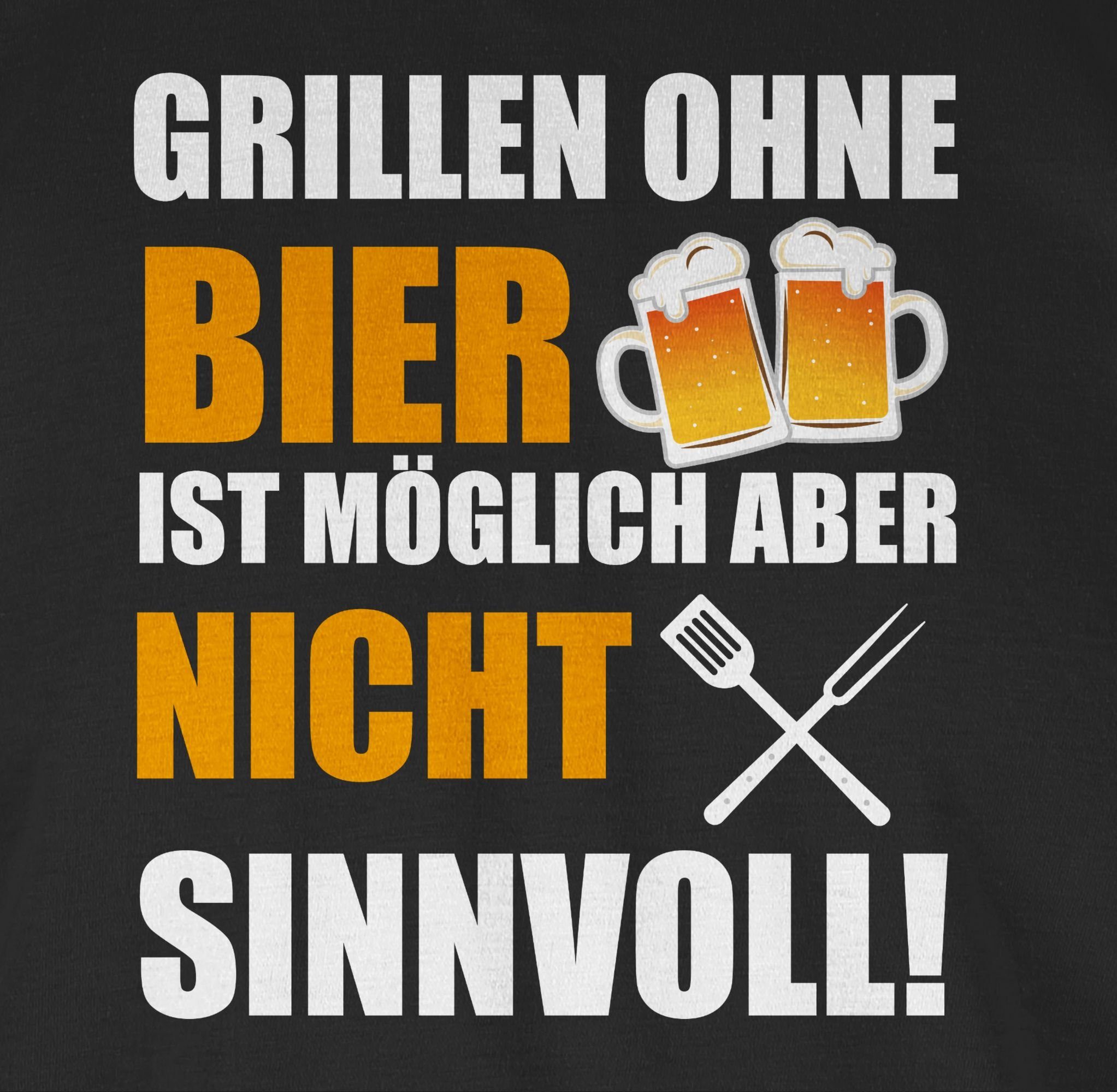 Grillen Grillzubehör ist ohne Geschenk T-Shirt sinnvoll & weiß 01 Bier Grillen nicht Schwarz Shirtracer