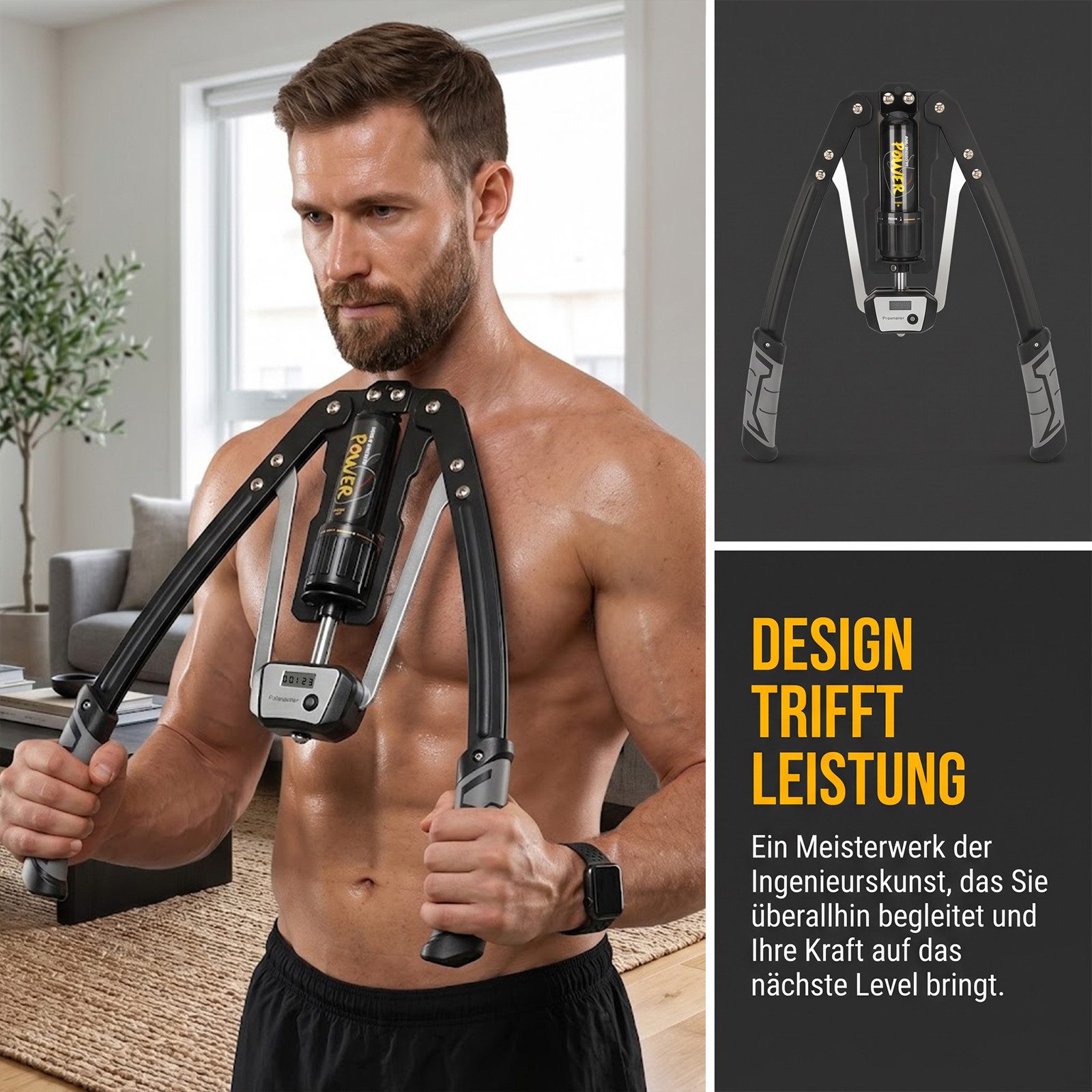 AKKEE Hantel-Set einstellbare hydraulische Armtrainingsgerät 10–200 kg, (Doppelfeder-Hydraulik-Power-Twister), Muskeltraining zur Stärkung der Armmuskulatur