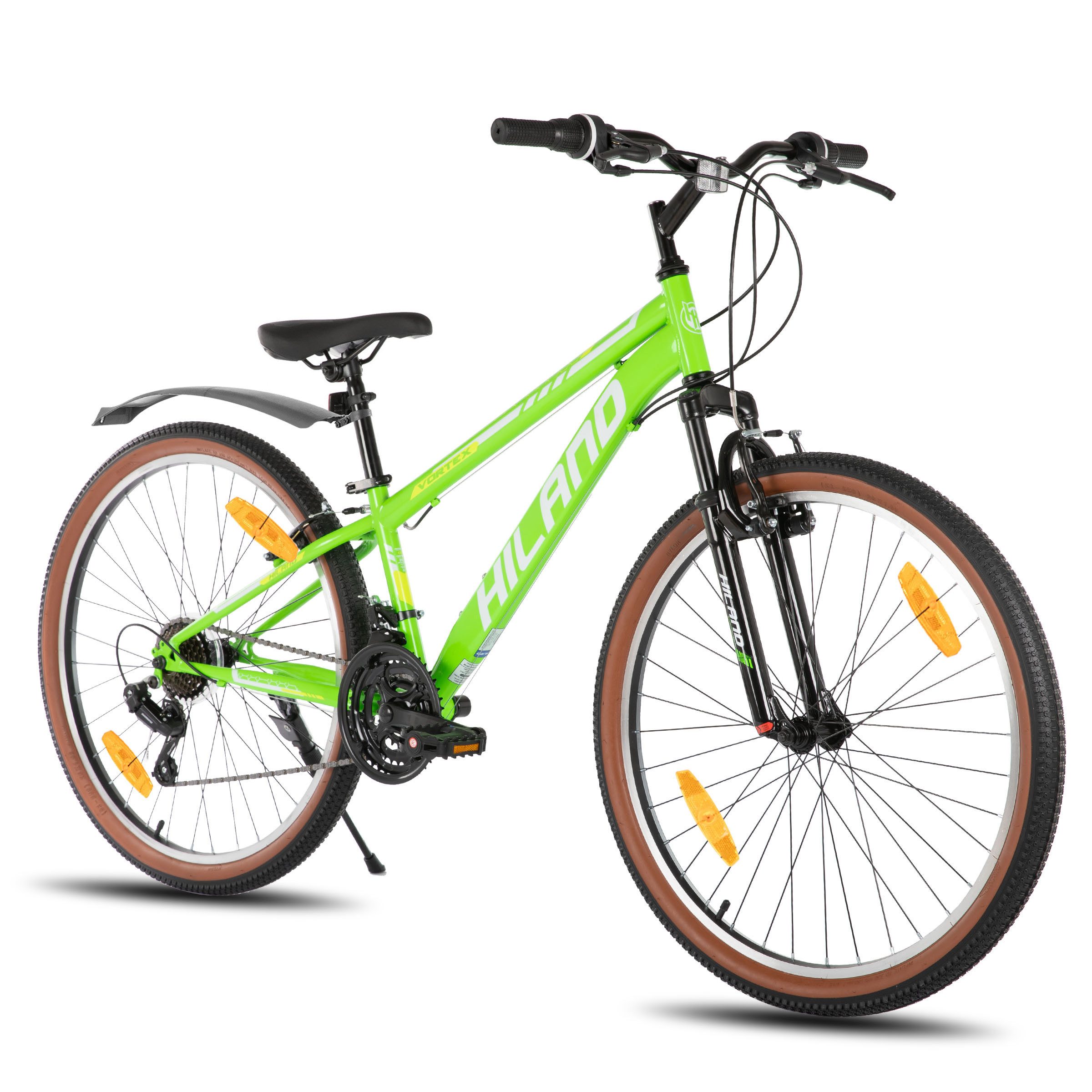 HILAND Mountainbike 26 Zoll Robustes bike für Damen Herren Jugend mit Federung, 21-Gang Hardtail MTB Mit Rahmen aus hochfestem Stahl, V-Bremse
