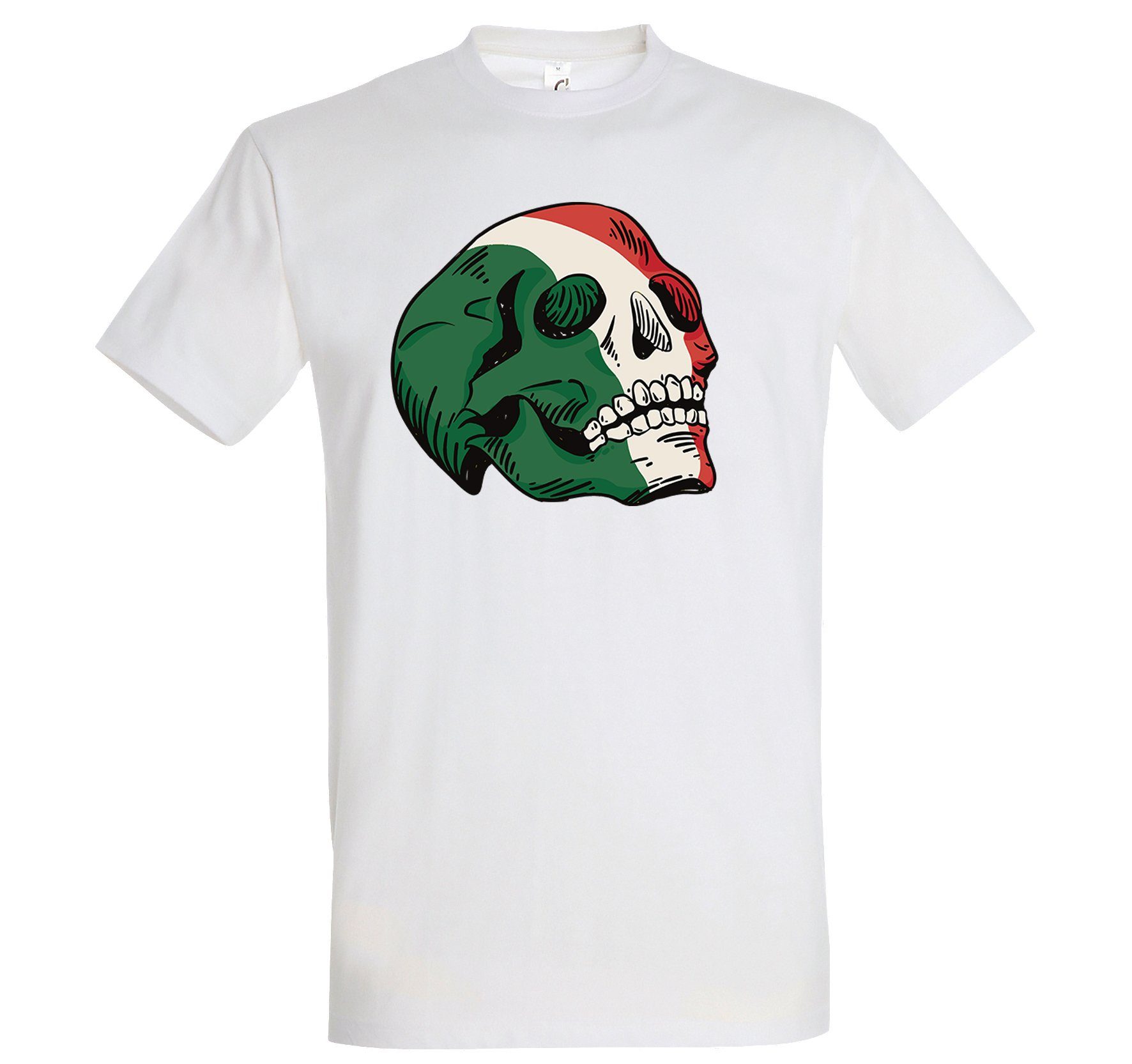 Italy Shirt T-Shirt trendigem Weiß Youth Herren Frontprint Designz mit Schädel