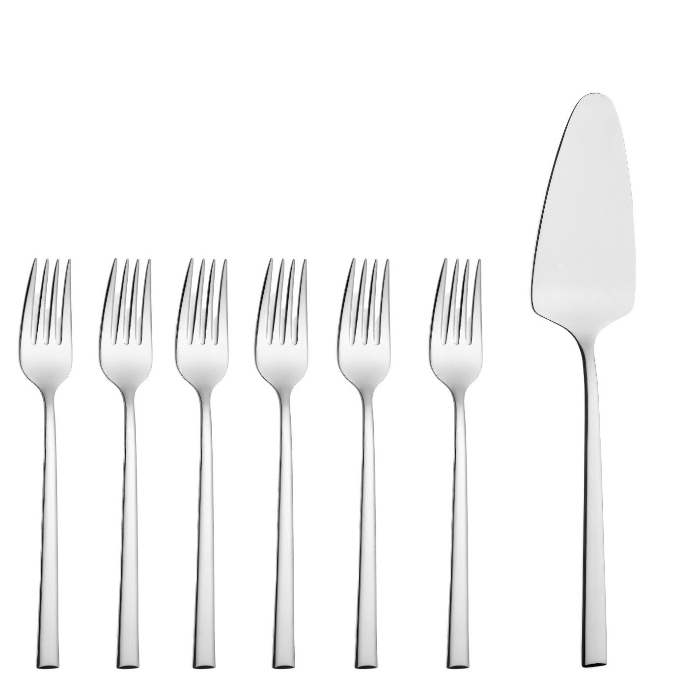 Asphald Besteck-Set Invicta Kuchen Set 7tlg. Edelstahl Rostfrei Kuchengabel Tortenheber (7-tlg), 6 Personen, Edelstahl 18/10, Spülmaschinenfest und Rostfrei
