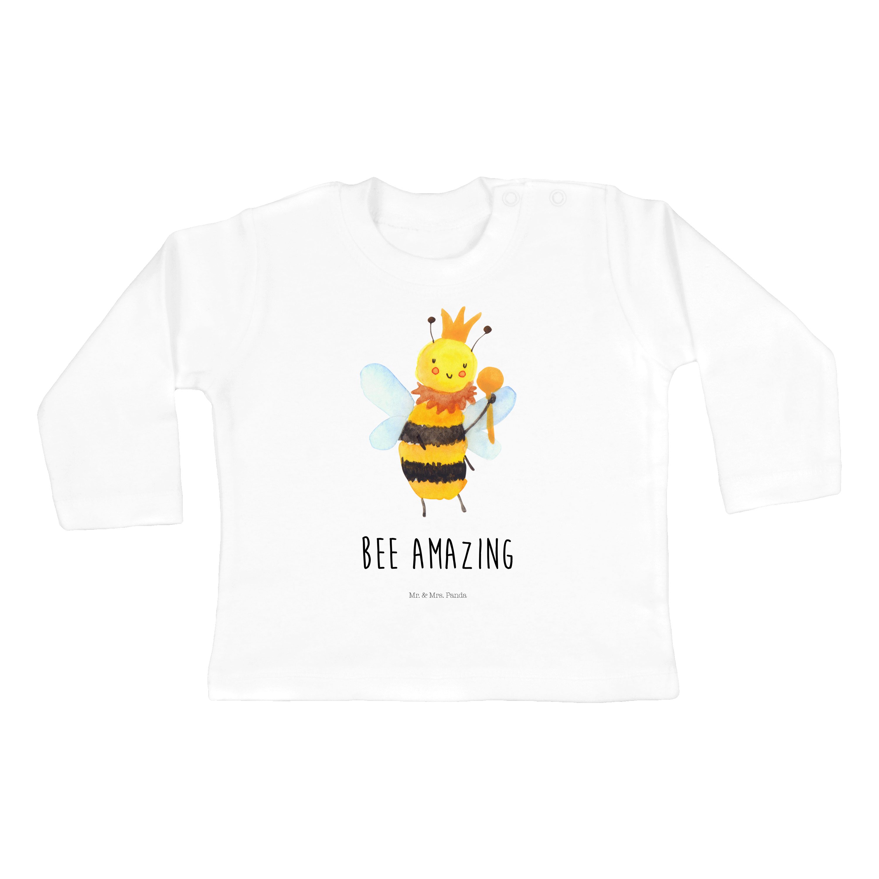 Mr. & Mrs. Panda Strampler Baby, Jungen, - Weiß Biene W Bio, - Langarm, (1-tlg) König Mädchen, Geschenk