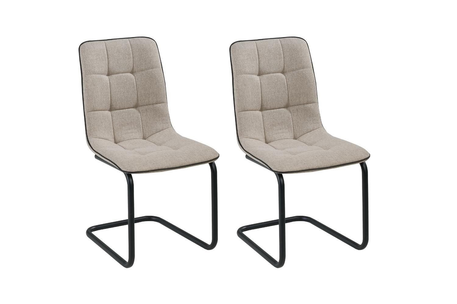 Home4You Freischwinger Schwingstühle, Braun, Schwarz, Webstoff, günstig online kaufen