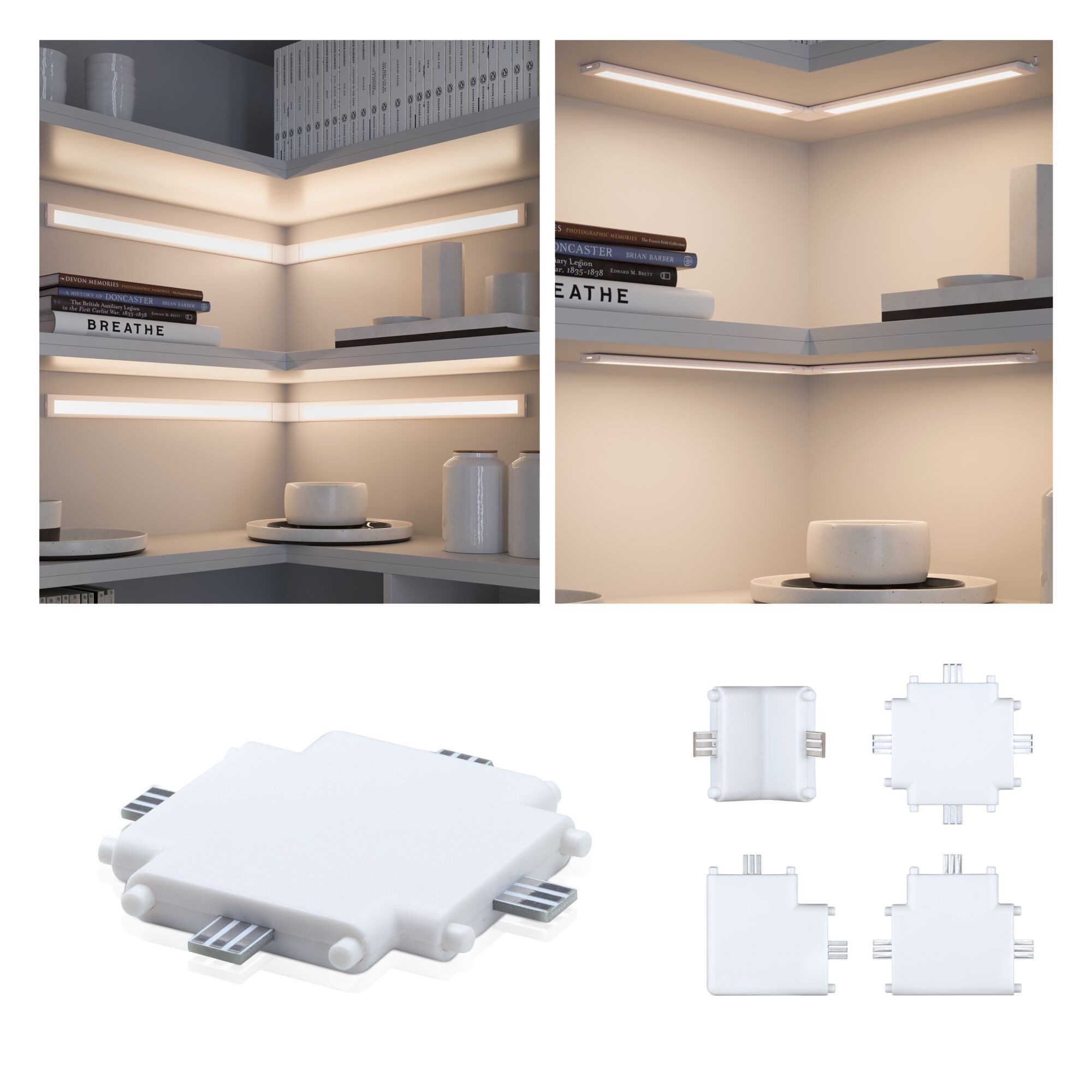 Paulmann Clever Connect Verbinder Border X-Verbinder 50x50 mm Weiß matt Lampen-Verbindungskabel