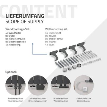 LuxeBath Heizkörper Paneelheizkörper Vertikalheizkörper Designheizkörper Flachheizkörper, Einlagig 1600x300mm Anthrazit Mittelanschluss Durchgang Thermostat