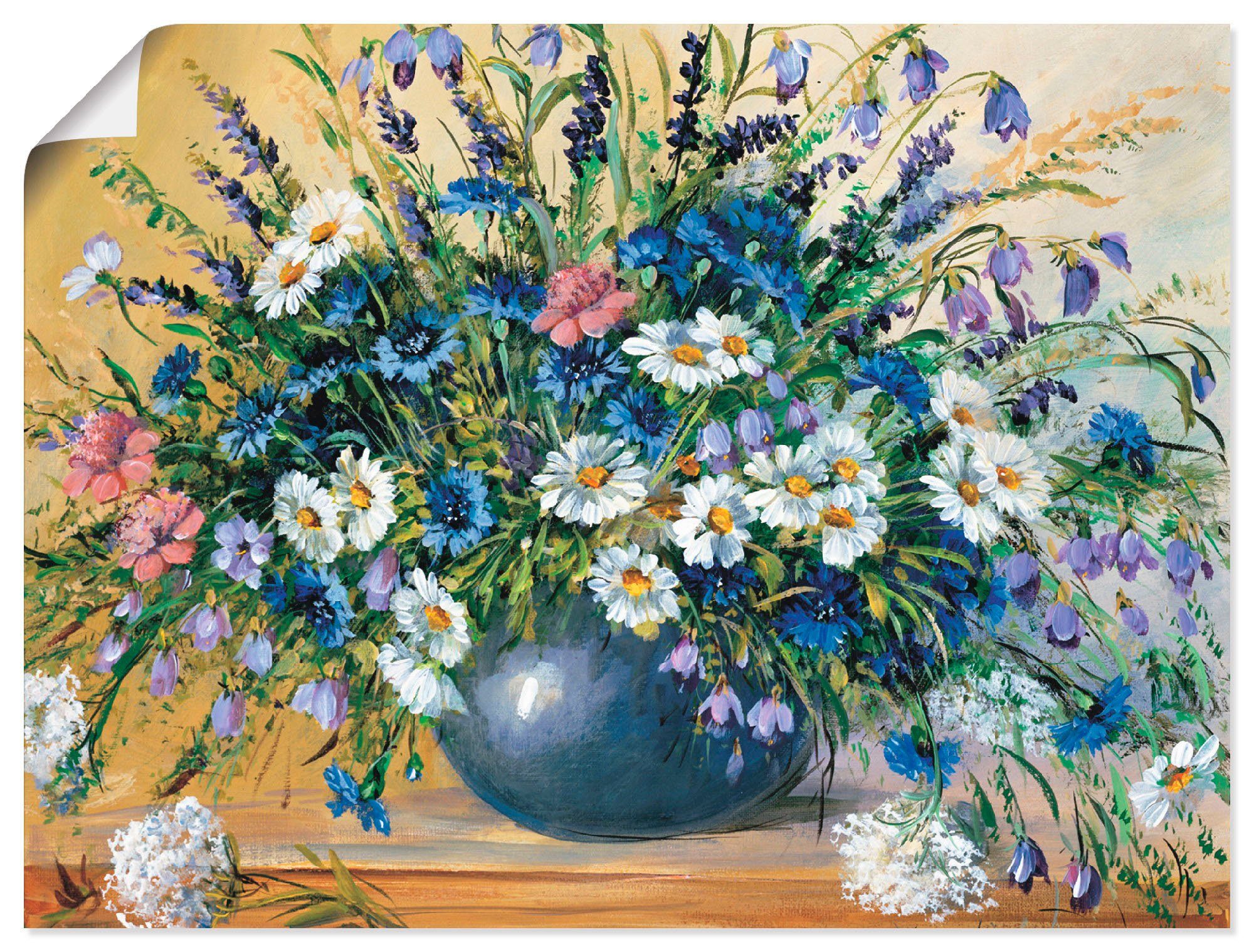 Artland Wandbild Vase mit Kornblumen, Blumen (1 St), als Leinwandbild, Wandaufkleber oder Poster in versch. Größen